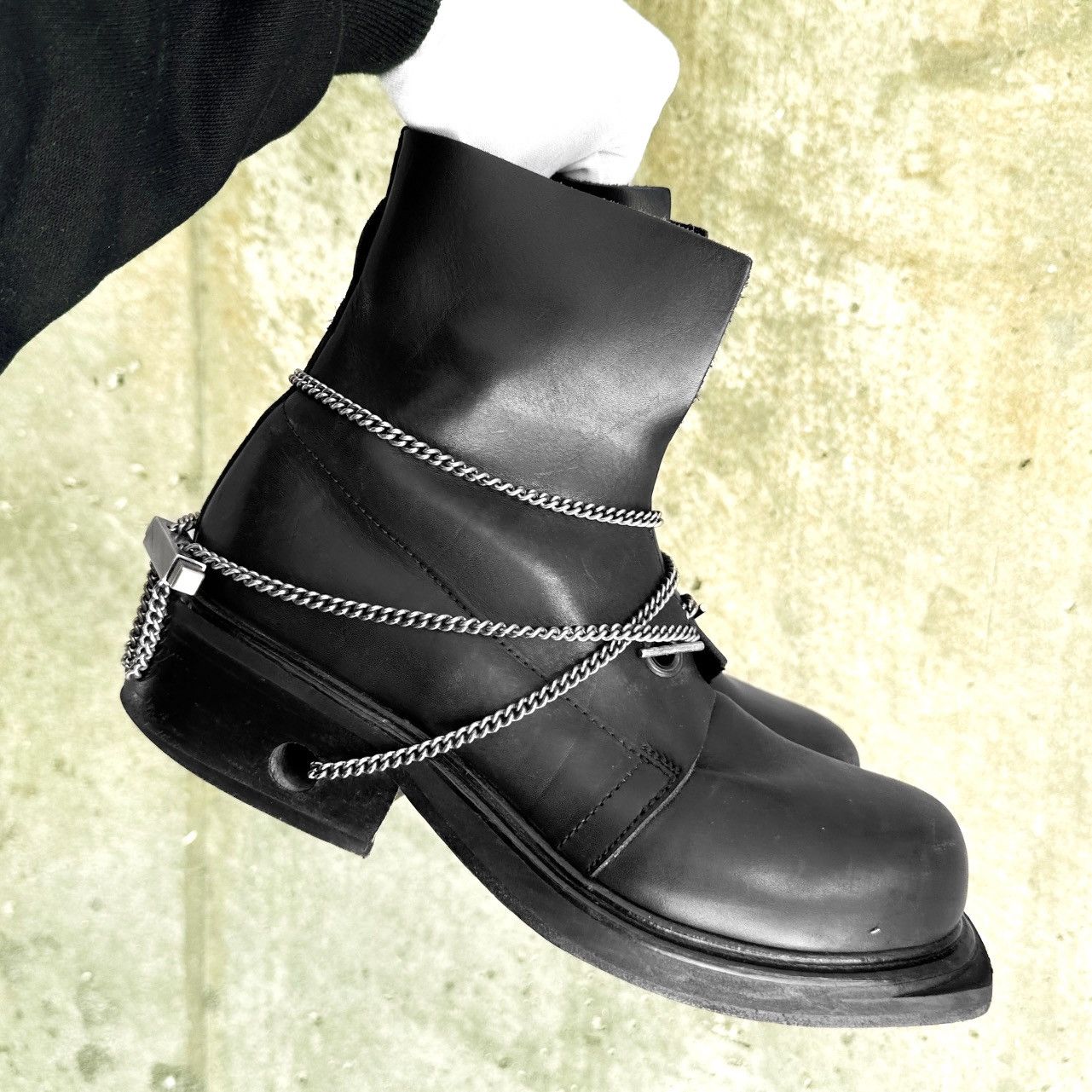 Dirk Bikkembergs 90s ‘Bungee’ Metal Chain Heel Laced Boots Size US 7.5 / EU 40-41 - 6 Thumbnail