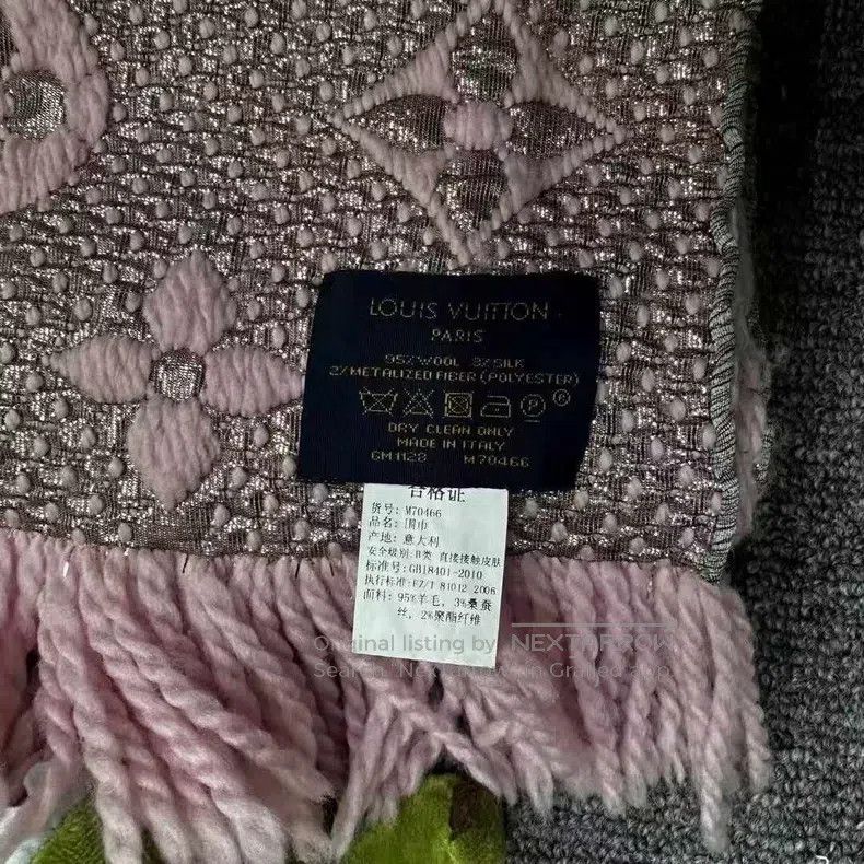 Louis Vuitton Louis Vuitton Pink Silver Full Print Scarf Size ONE SIZE - 3 Thumbnail