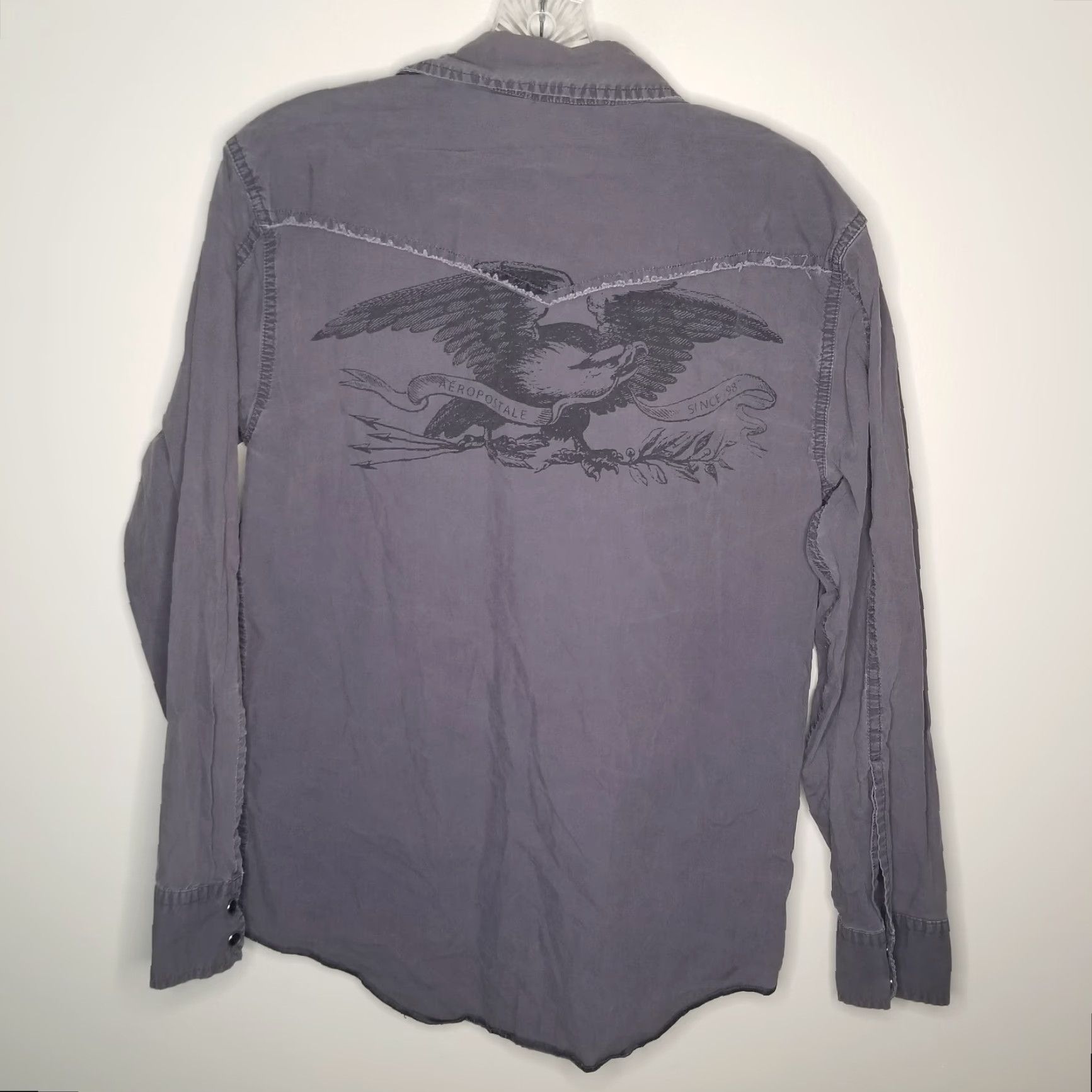 Vintage Aéropostale Shirt Mens Gray Long Sleeve Button-Up Pearl Snap Size S Size US S / EU 44-46 / 1 - 5 Thumbnail