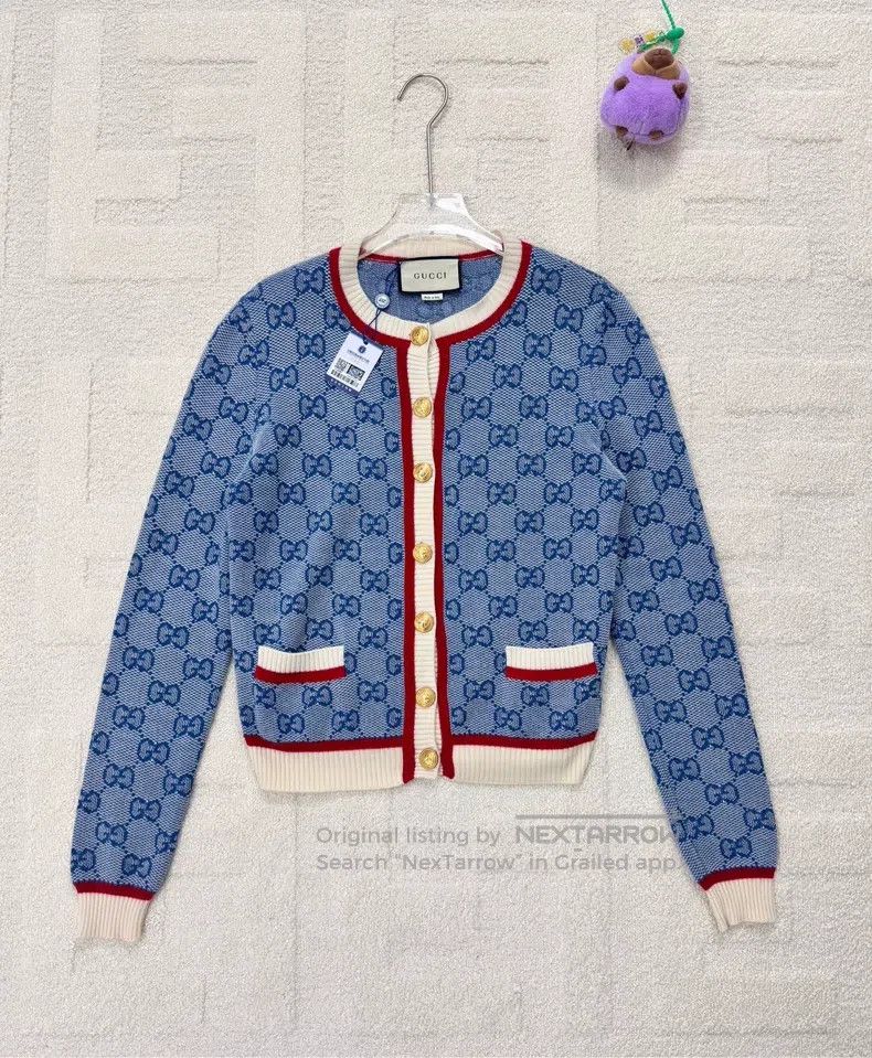 Gucci Gucci Blue colour-blocked GG old flower full logo knitted Size XS / US 0-2 / IT 36-38 - 1 Thumbnail