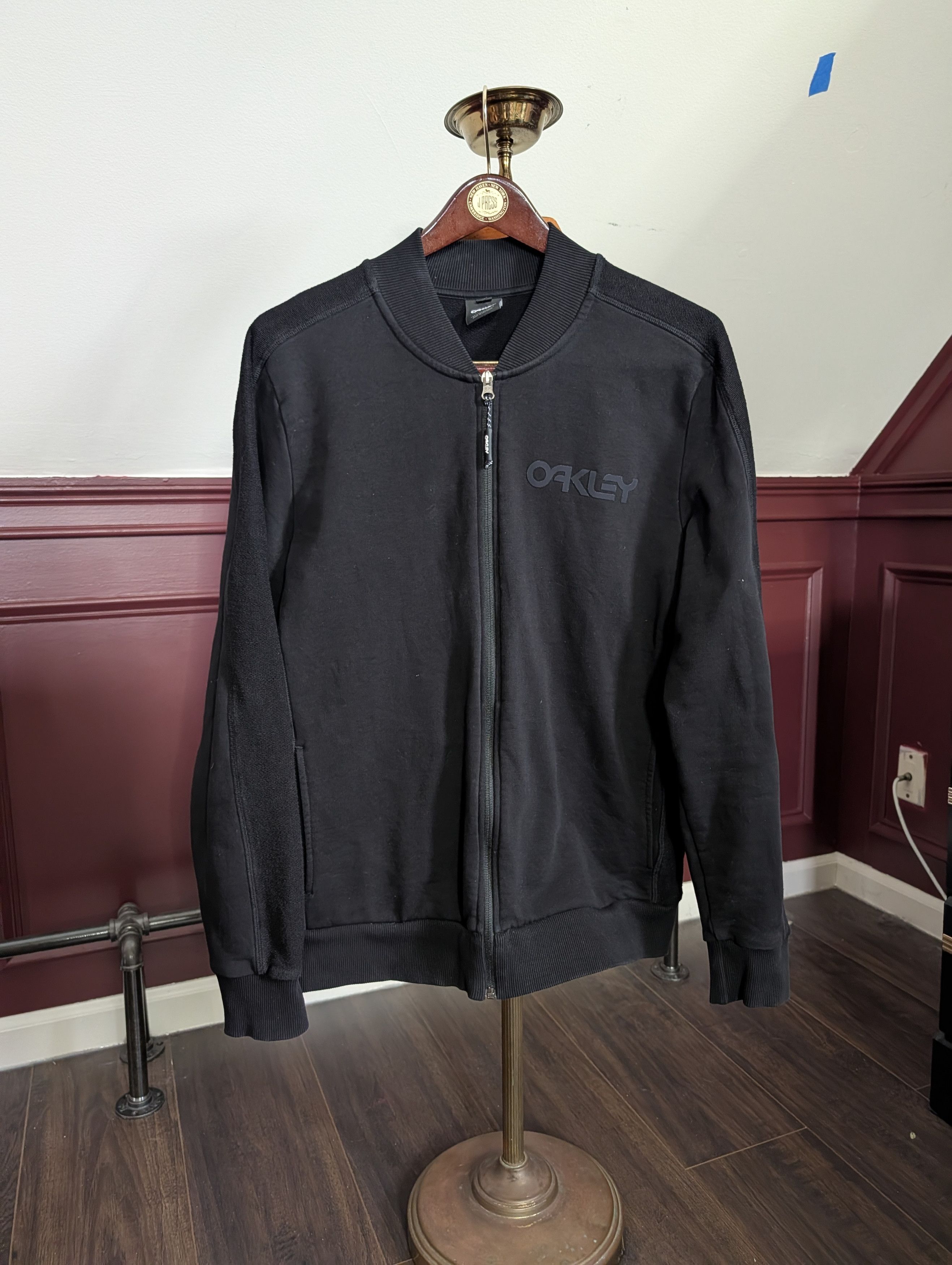 Oakley Black reverse terry logo print zip-up bomber sweatshirt Size US M / EU 48-50 / 2 - 1 Thumbnail