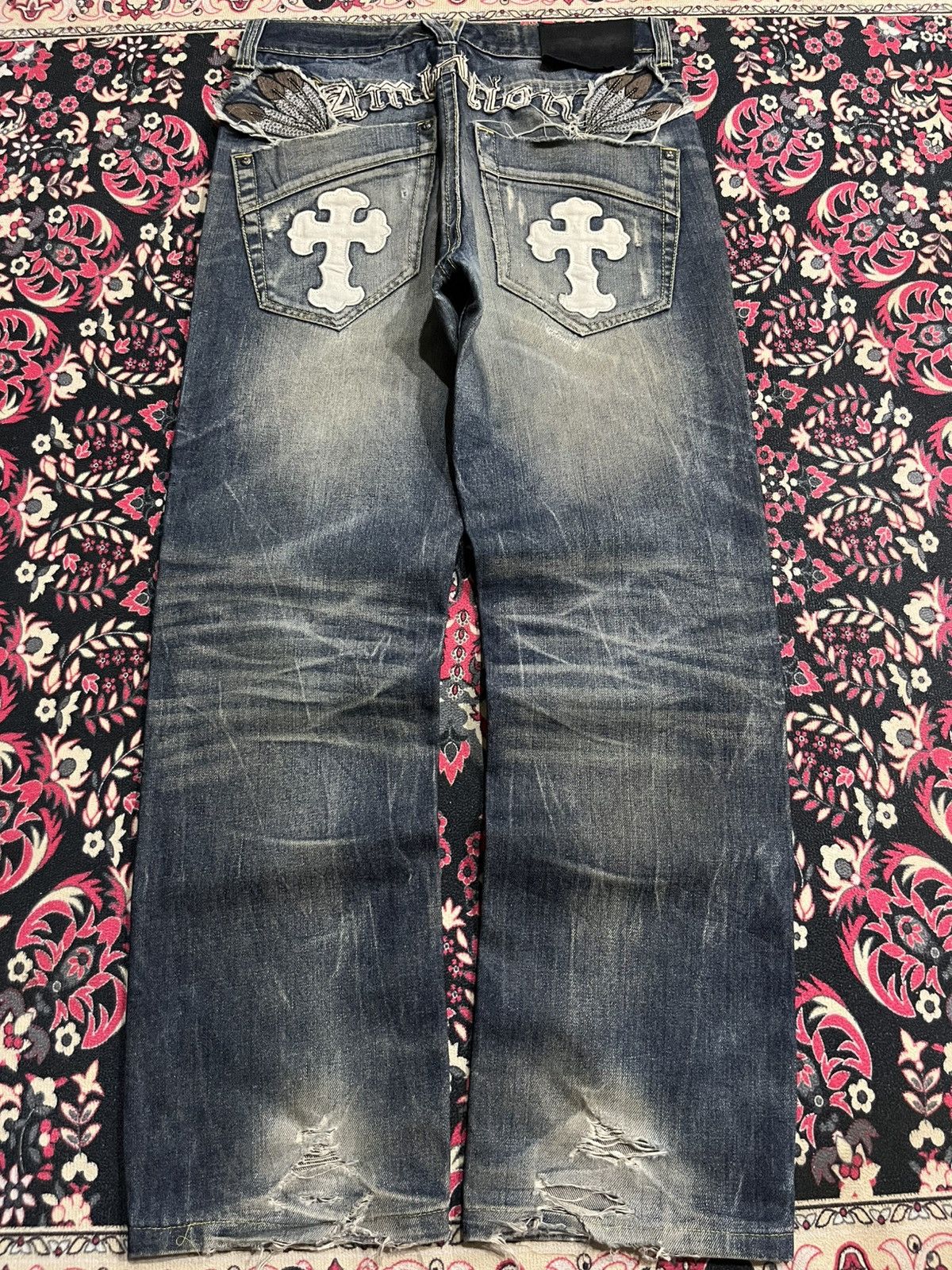 Affliction Japanese Be Ambition White Cross “Ambition” Slogan Jeans Size US 30 / EU 46 - 1 Thumbnail