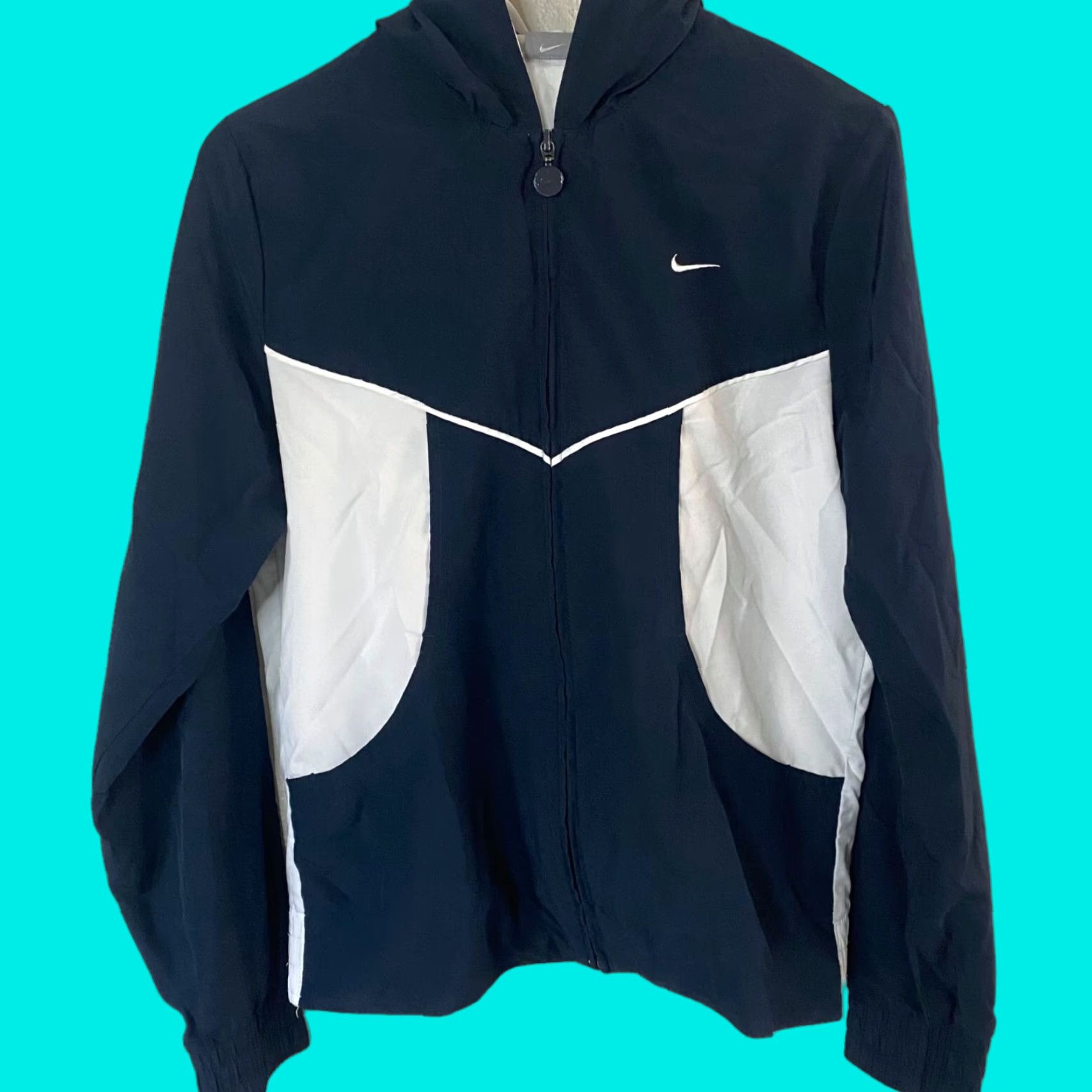 Nike VINTAGE Nike Sportswear Hooded Windbreaker Womens Medium Blue White Retro Full-Zip Size M / US 6-8 / IT 42-44 - 1 Thumbnail