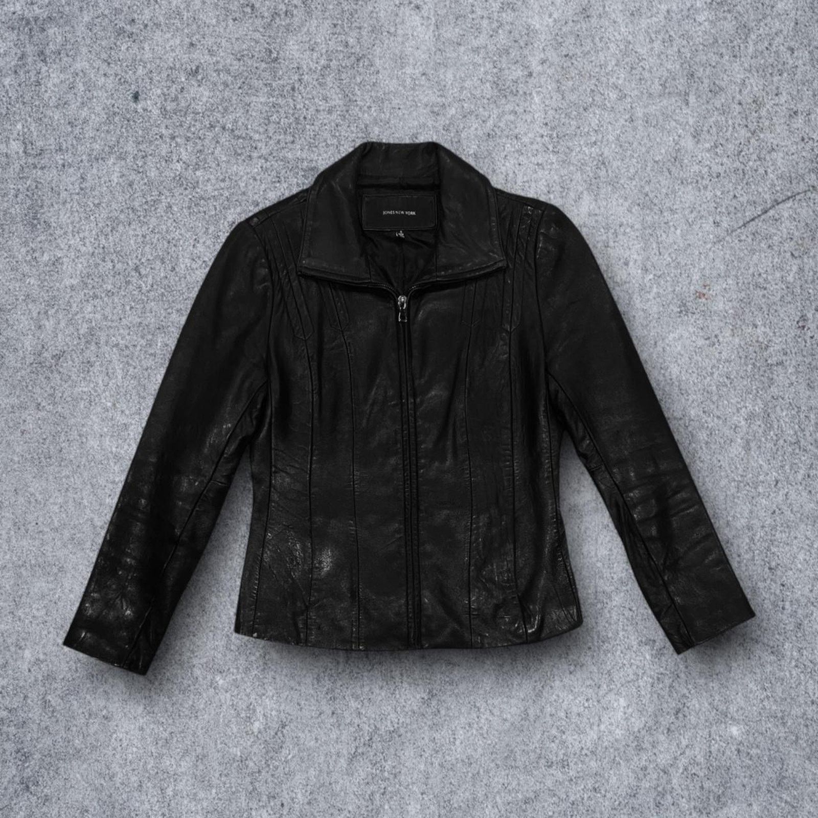 Jones New York Jones New York Black Genuine Leather Full Zip-Up Jacket Size S / US 4 / IT 40 - 1 Thumbnail