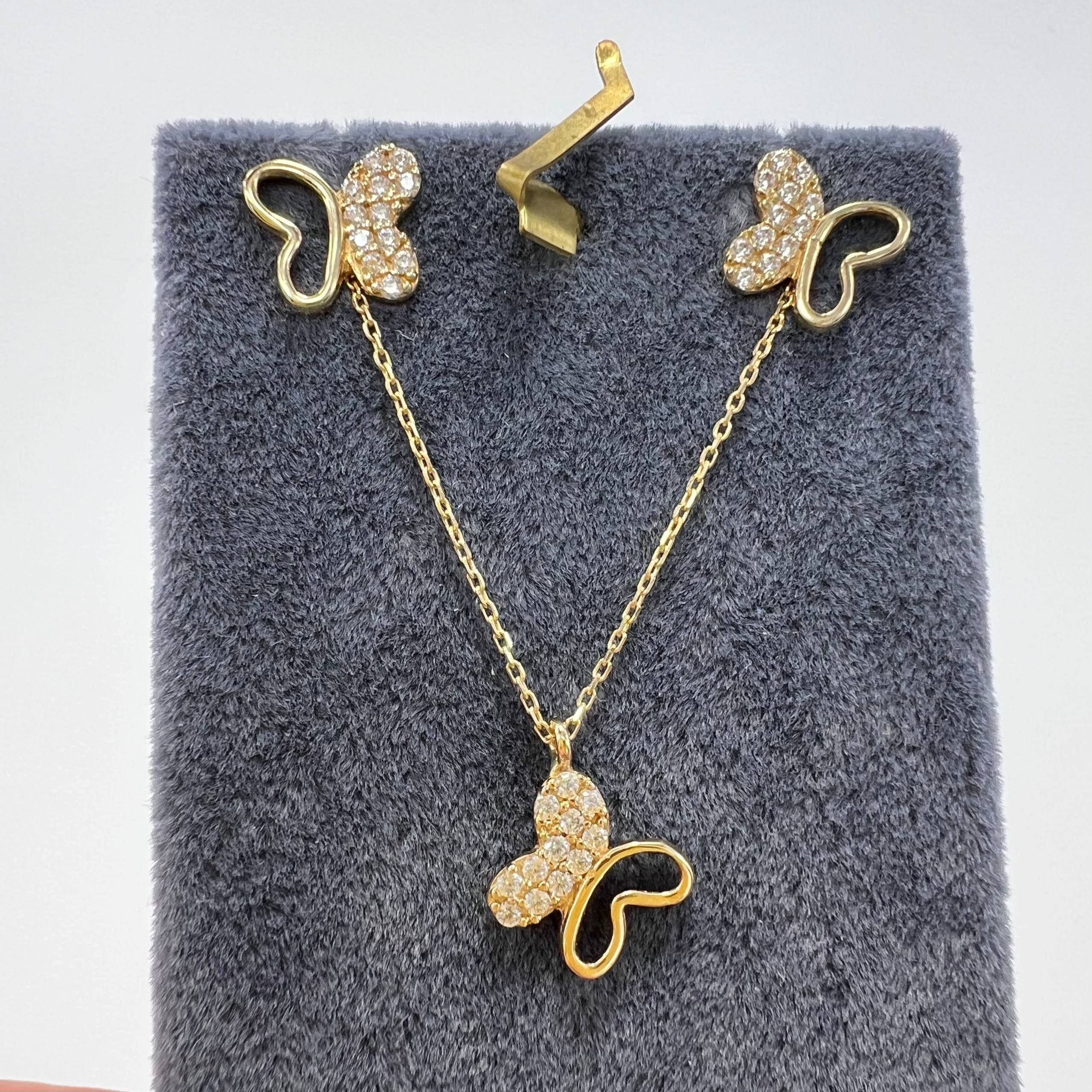 Other 14K Solid Gold Butterfly Necklace Earrings Set Italy 2.9g Size ONE SIZE - 8 Thumbnail