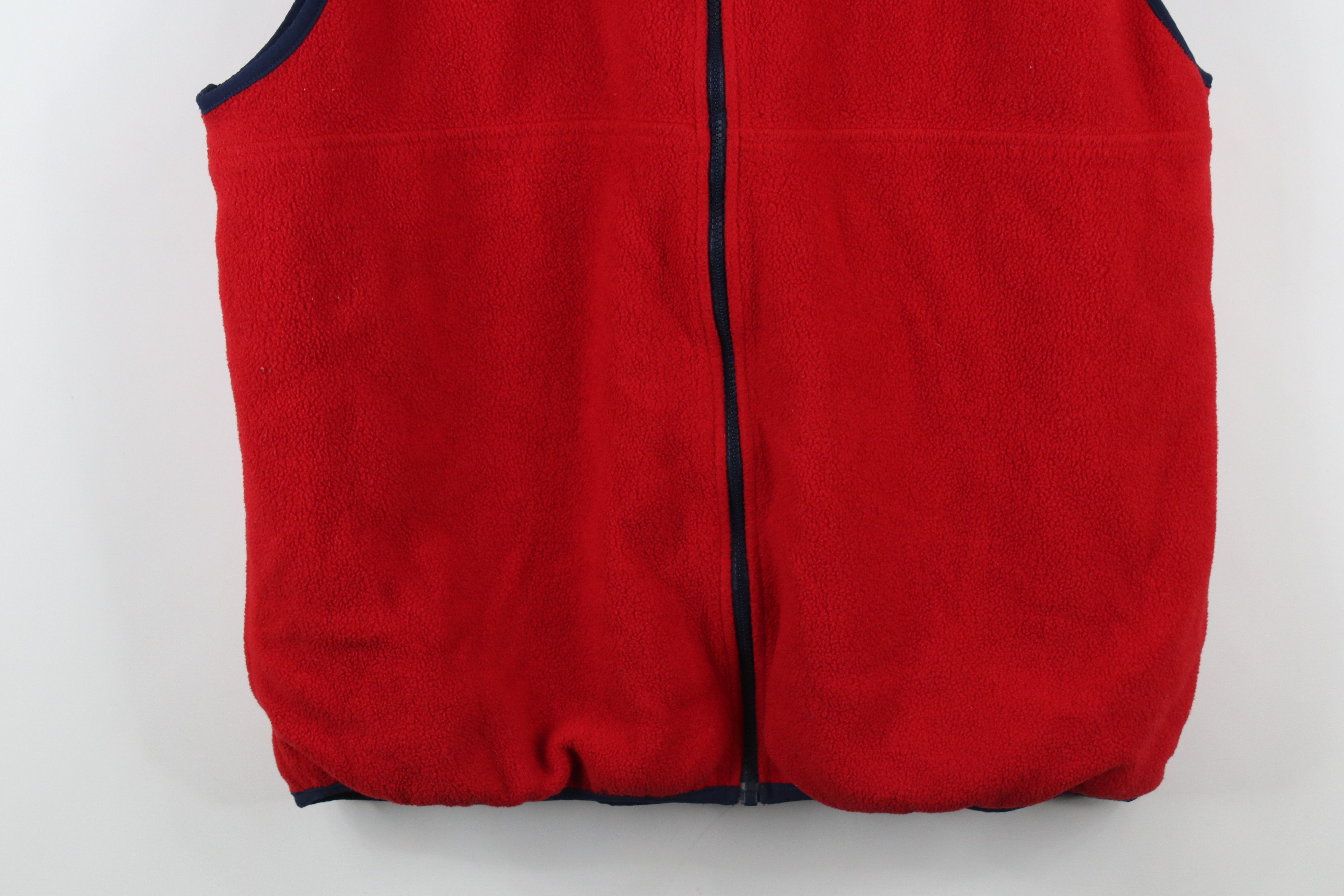 L.L. Bean × Vintage Vintage 90s LL Bean Blank Full Zip Fleece Vest Jacket Red Size US XL / EU 56 / 4 - 3 Thumbnail