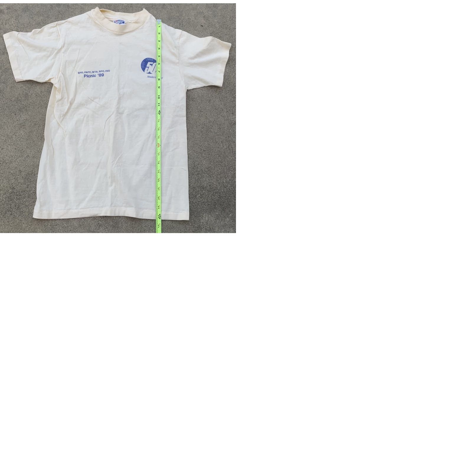 Hanes VINTAGE Hewlett-Packard 50 Years T-Shirt Graphic Tee Men M Ivory 100% Cotton Hanes BEEFY-T US 1989 Picnic ’89 HP M Size US M / EU 48-50 / 2 - 9 Thumbnail