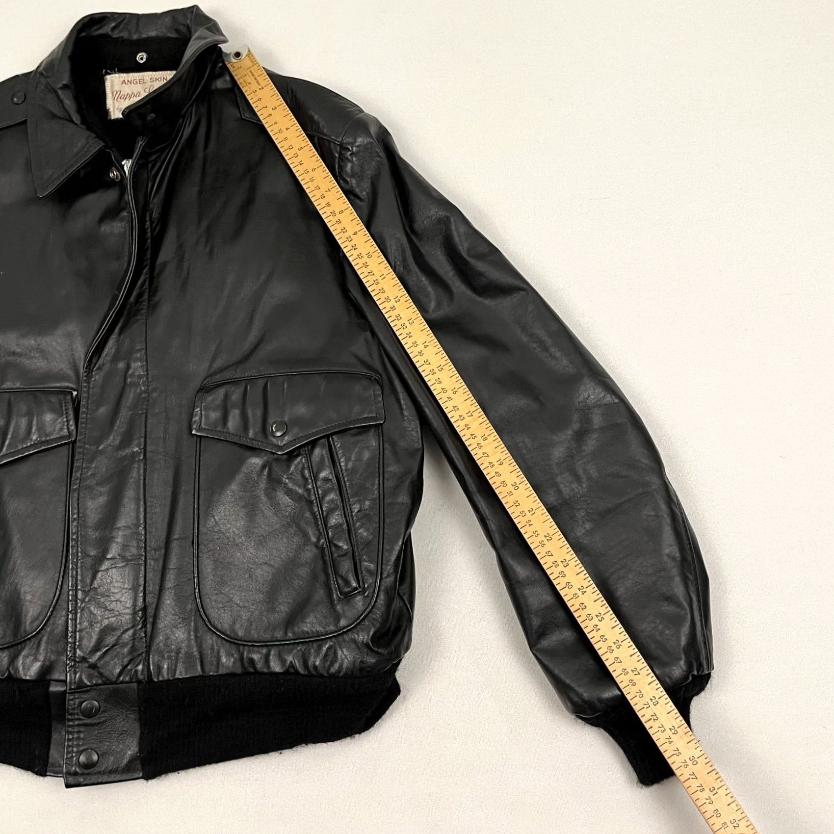 Skin Vintage 80s Angel Skin Nappa Leather Grais Jacket Size 42 Black Shearling Bomber USA Size US XS / EU 42 / 0 - 6 Thumbnail
