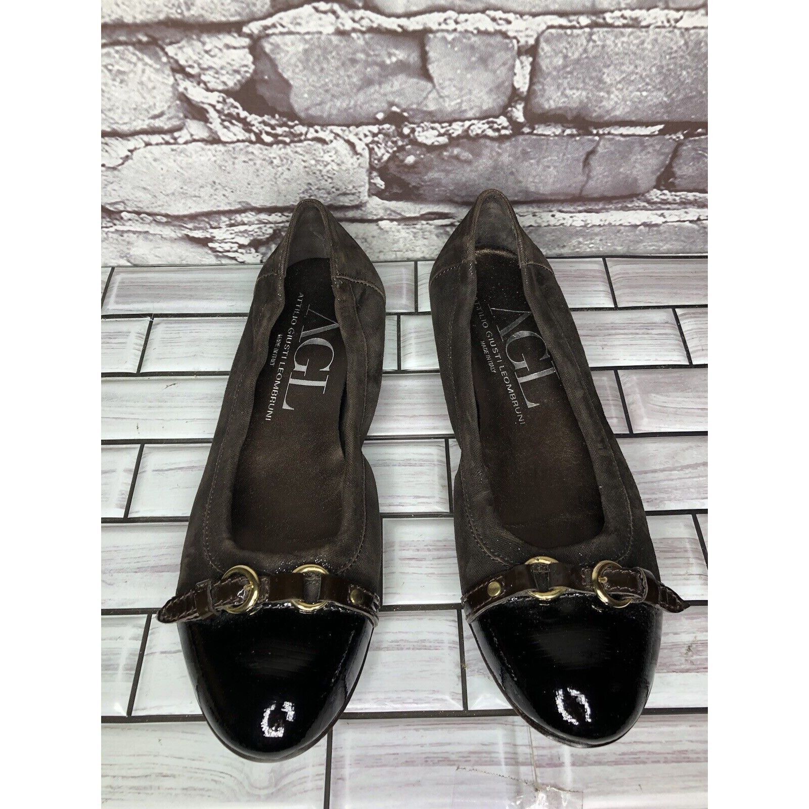 Other AGL Brown Suede Leather Cap Toe Strap Slip On Ballet Shoes W Size US 7.5 / IT 37.5 - 9 Thumbnail