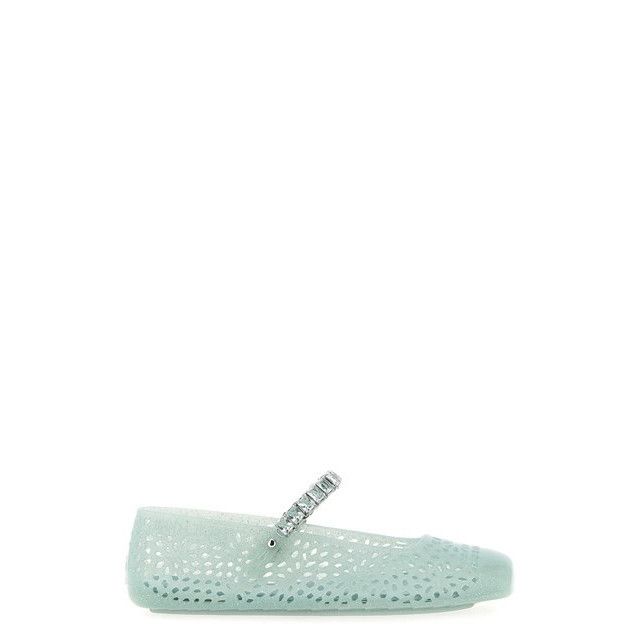 Jimmy Choo Jelly Verde/Silver Ballet Flats New (Euro Size:7;, Women's