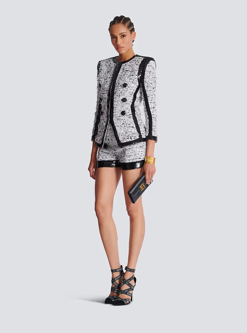 Balmain o1s1wg111225 Side To Side Colarless Jacket in White Size M / US 6-8 / IT 42-44 - 3 Thumbnail