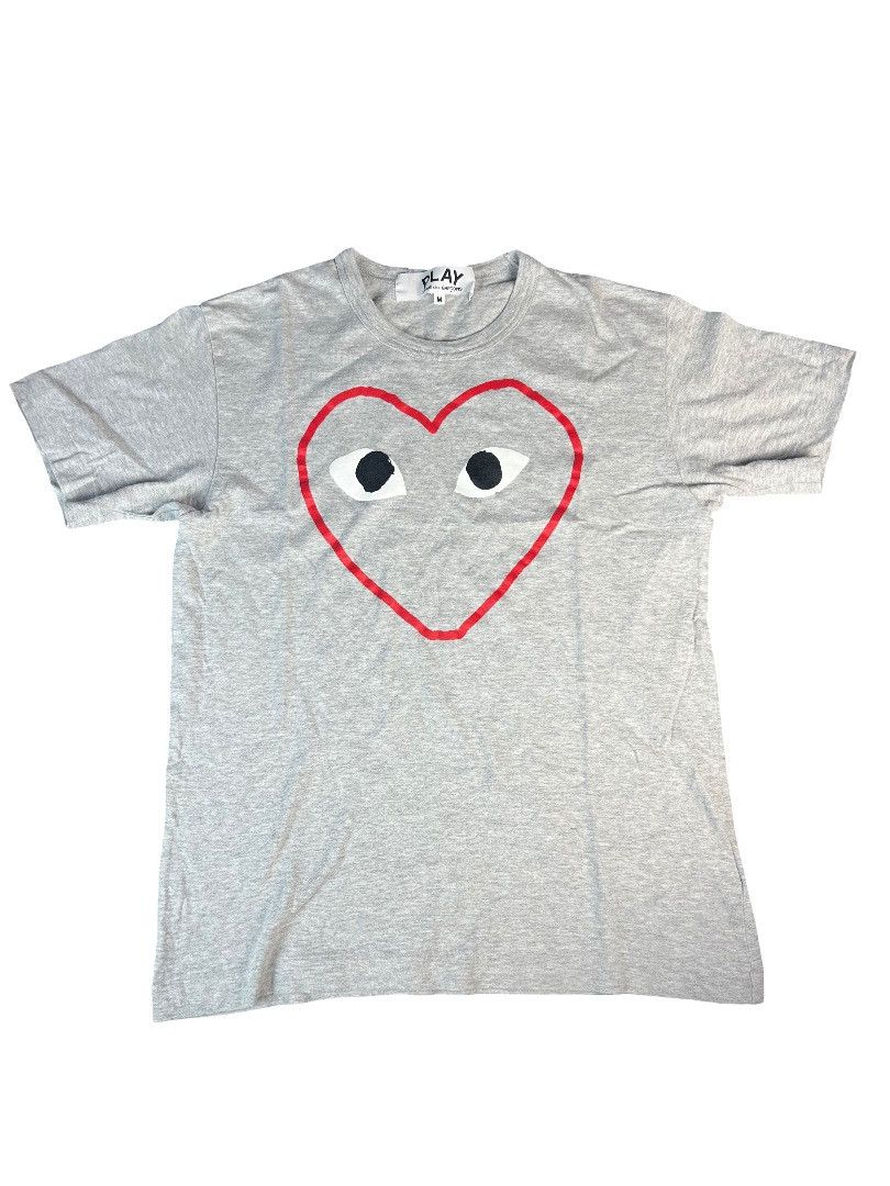 Comme des Garcons COMME des GARÇONS PLAY Grey Red Outline Heart Tee Size M Size US M / EU 48-50 / 2 - 1 Thumbnail