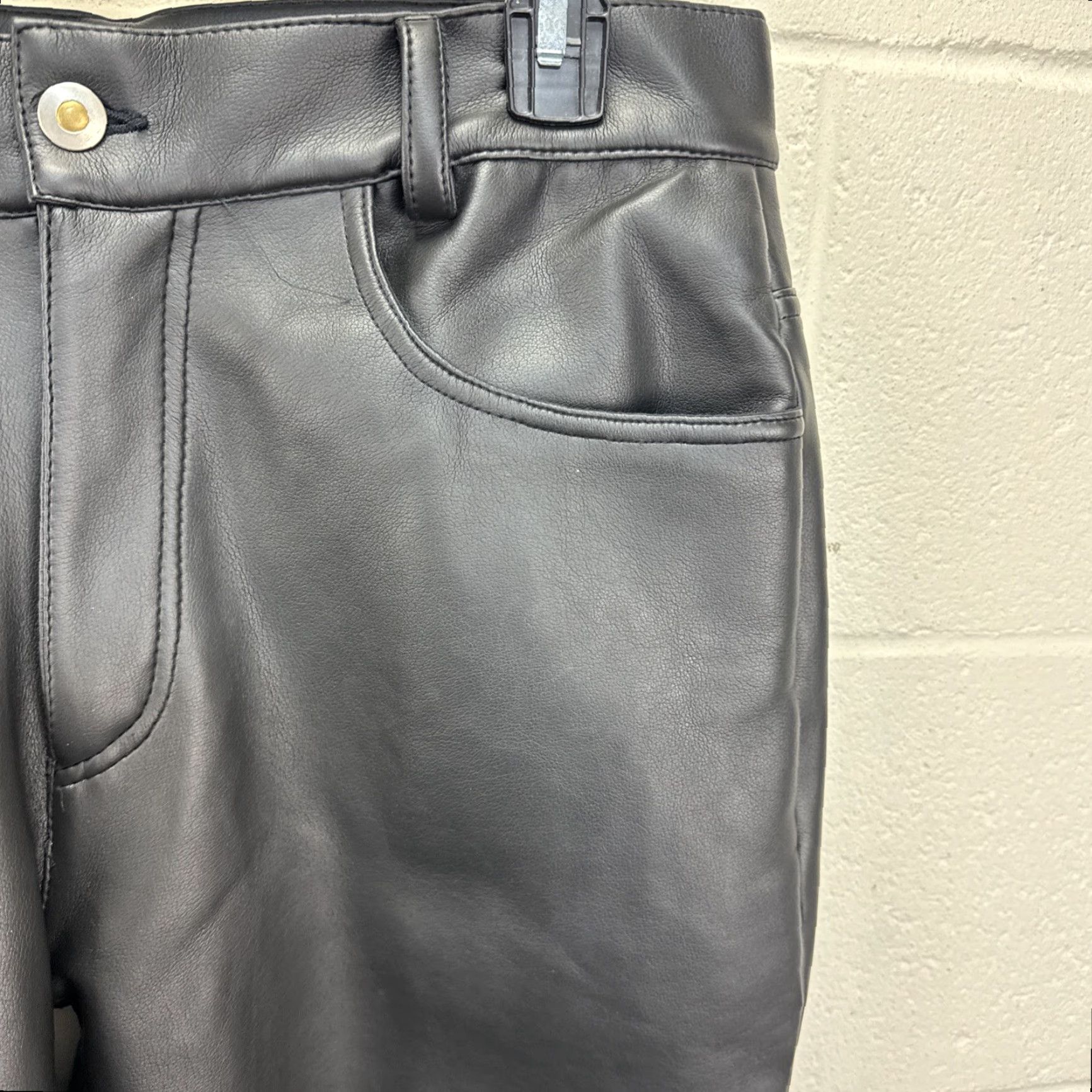 Vintage Morbid Threads Pants Mens 34x34 Black Faux Leather Vinyl Slim Straight Chino Punk Gothic Emo Casual Party/Cocktail Birthday Mens Size US 34 / EU 50 - 3 Thumbnail