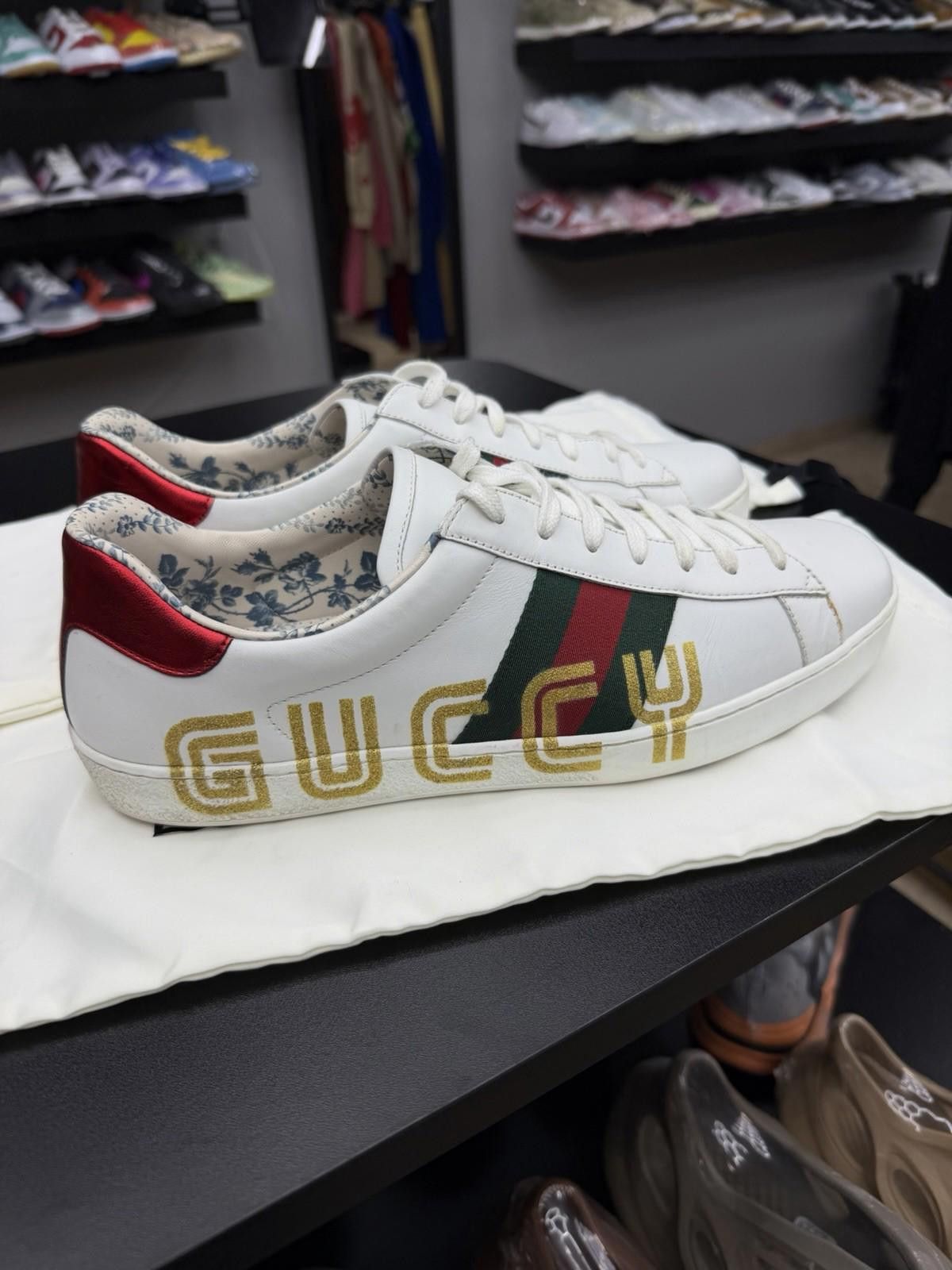 Gucci Gucci Ace Sneakers Men White Logo Leather Low Top 11G/11.5US Size US 11.5 / EU 44-45 - 2 Thumbnail