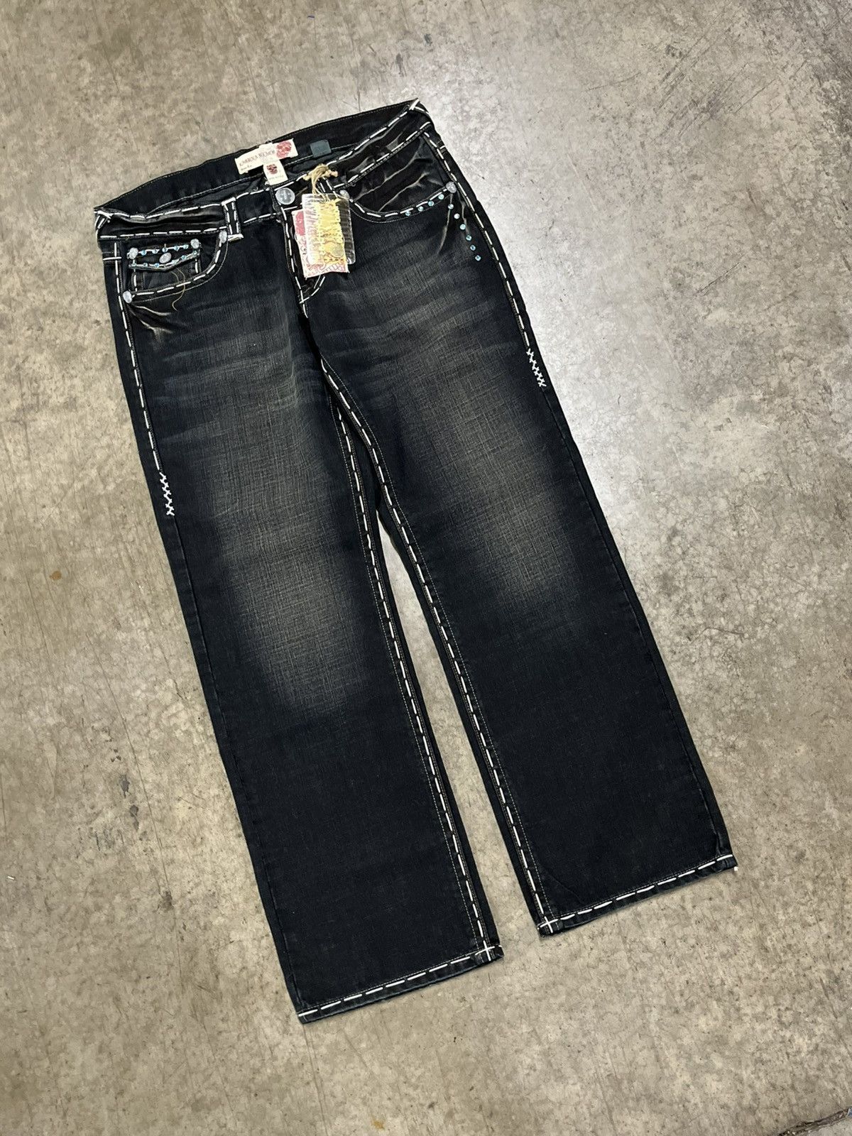 True Religion Y2k baggy fit embroidered denim skater hype rare opium Size US 36 / EU 52 - 7 Thumbnail