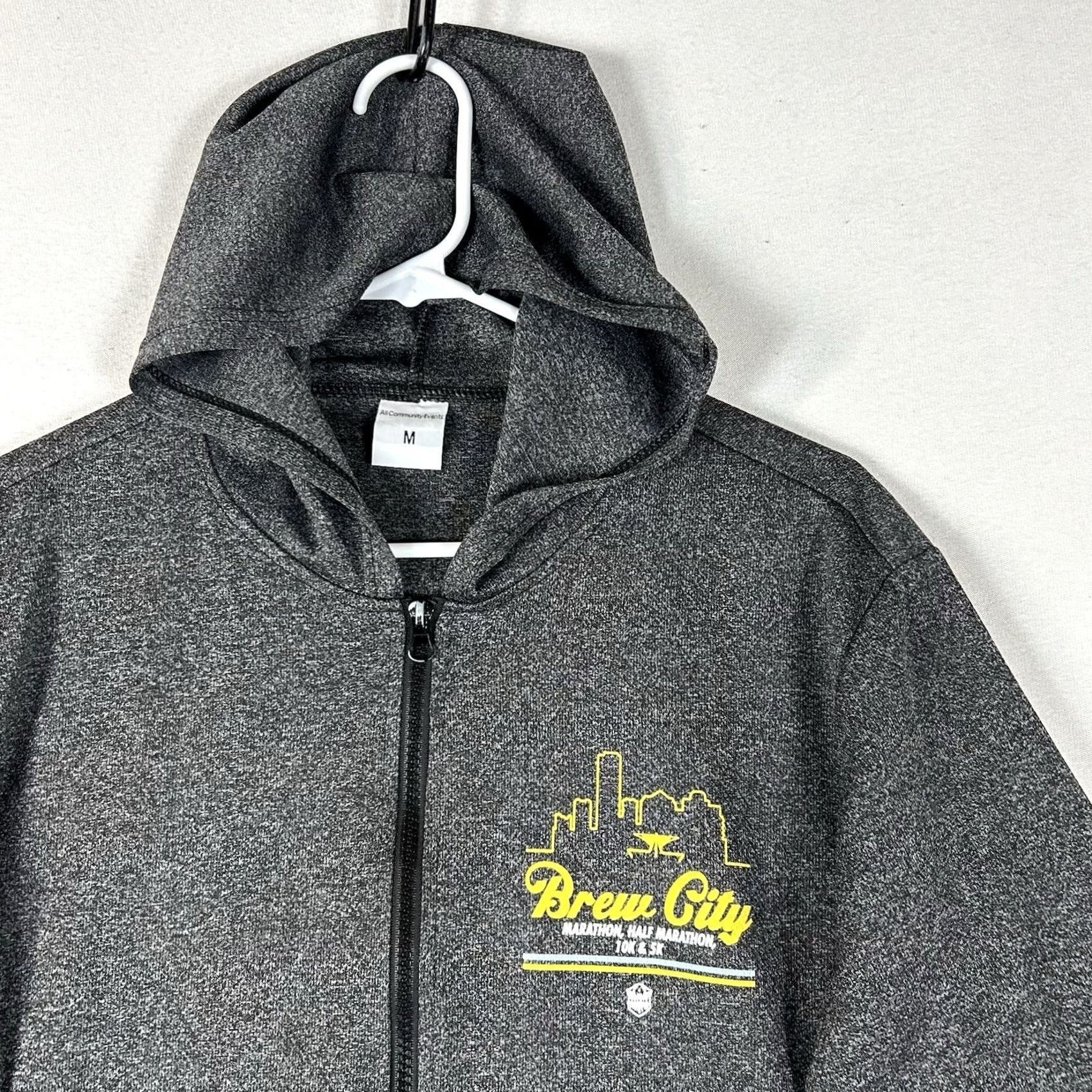 Vintage Brew City Milwaukee Marathon Full Zip Hoodie Adult M Gray Casual Run Shirt Size US M / EU 48-50 / 2 - 2 Thumbnail