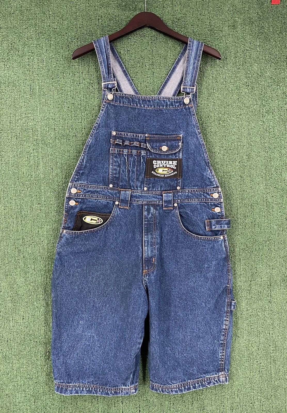 VTG Y2K Cruise Control Logo Deep Pocket Jean Shortalls