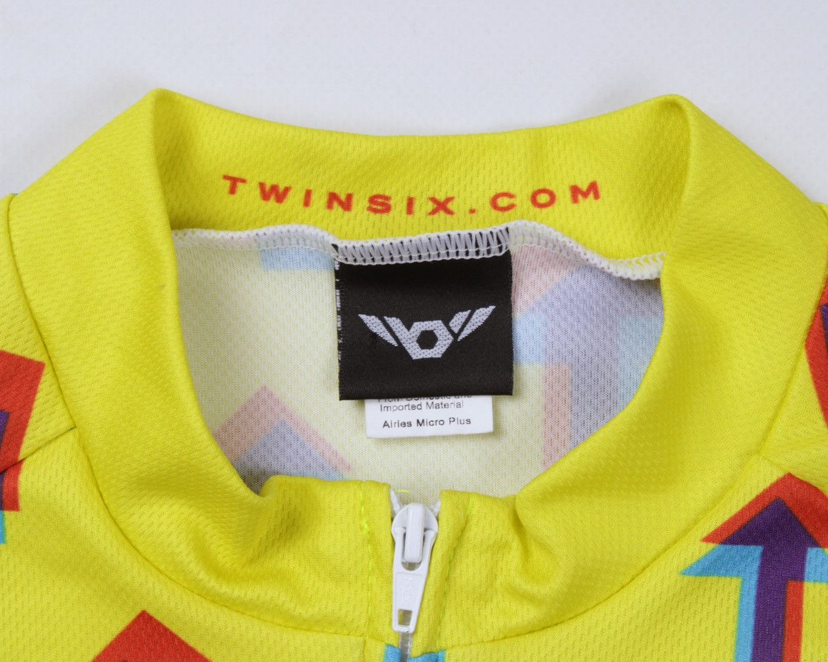 Vintage TWIN SIX Yellow Geometric Arrow Full Zip Cycling Jersey Size US L / EU 52-54 / 3 - 13 Thumbnail