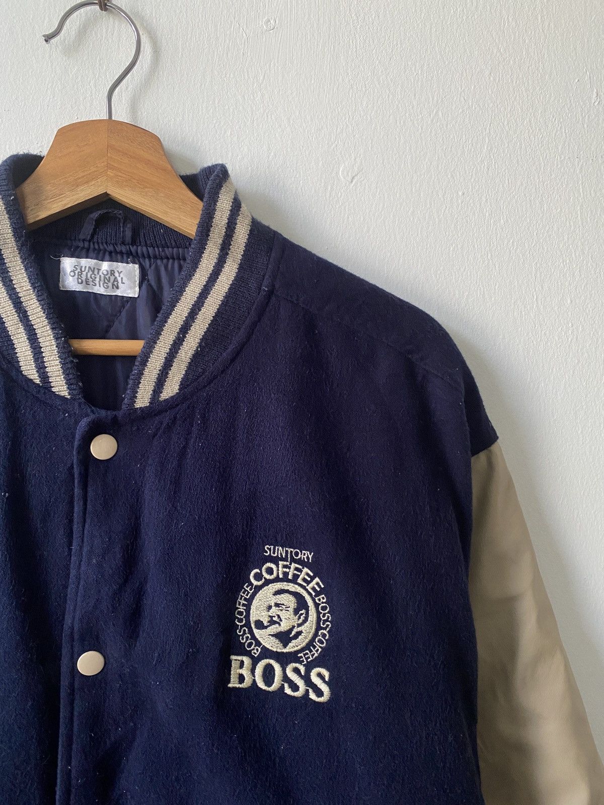 Japanese Brand Vintage Suntory Boss Coffe Wool Varsity Jacket Size US L / EU 52-54 / 3 - 3 Thumbnail