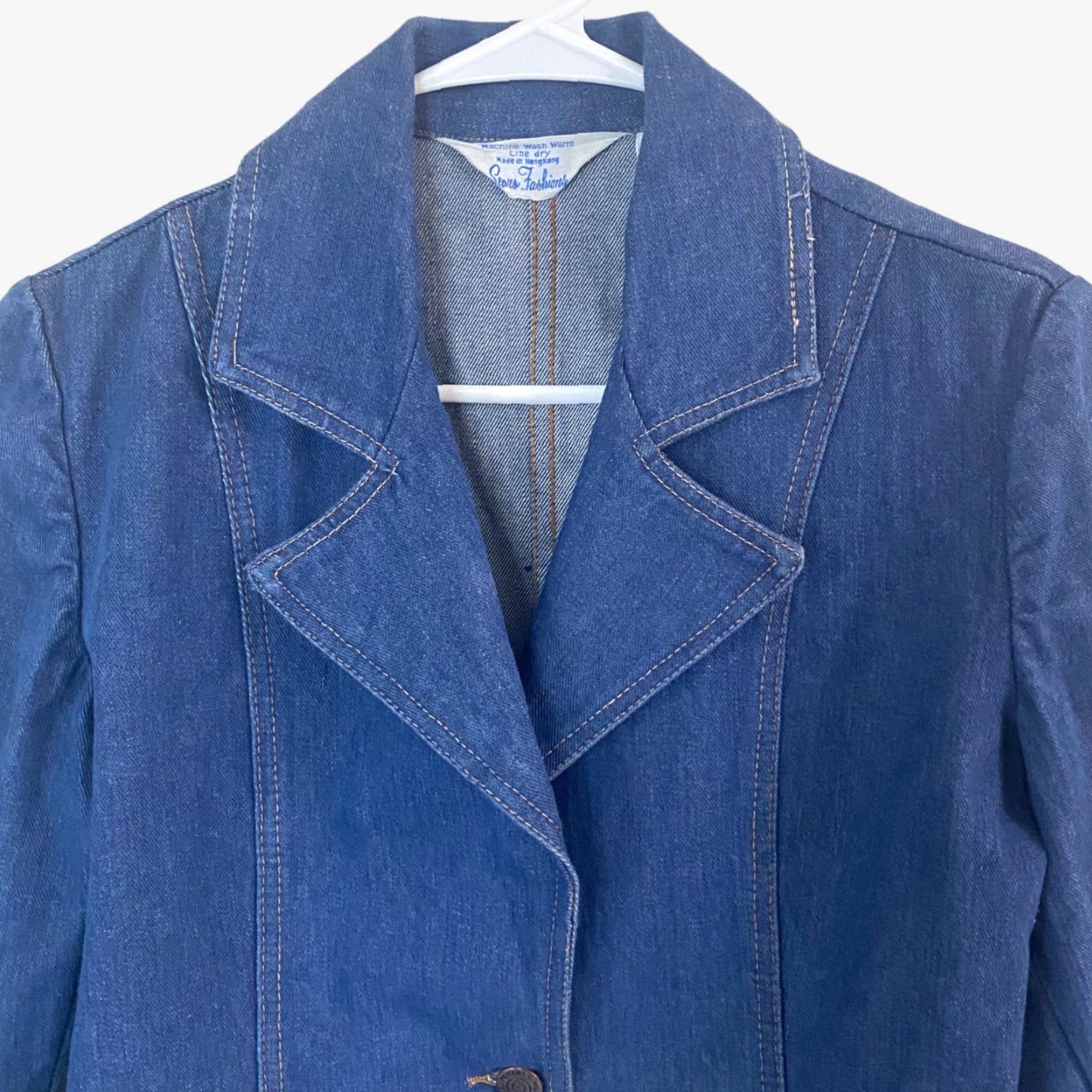Sears VINTAGE Sears Fashion Denim Jacket Womens Size 10P Petite Blue Jean Blazer Pockets Size 32" / US 10 / IT 46 - 5 Thumbnail