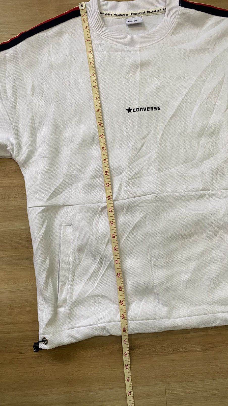 Converse Converse White Crewneck Sweatshirt w/ Stripe Sleeves Size M Size US M / EU 48-50 / 2 - 10 Thumbnail