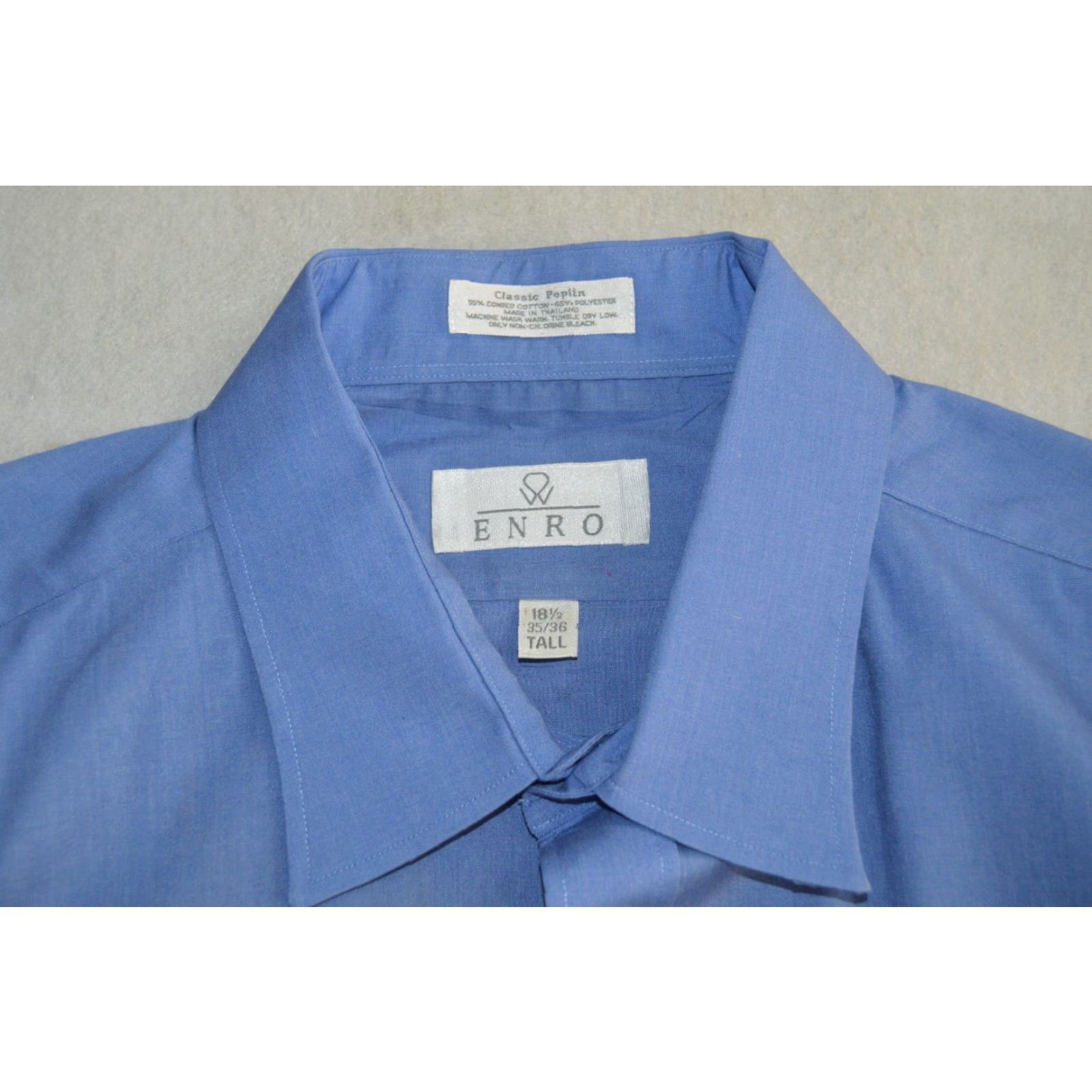 Enro Enro Men's Shirt 18.5 35/36 Blue Solid Long Sleeve Tall Size US XXL / EU 58 / 5 - 3 Thumbnail