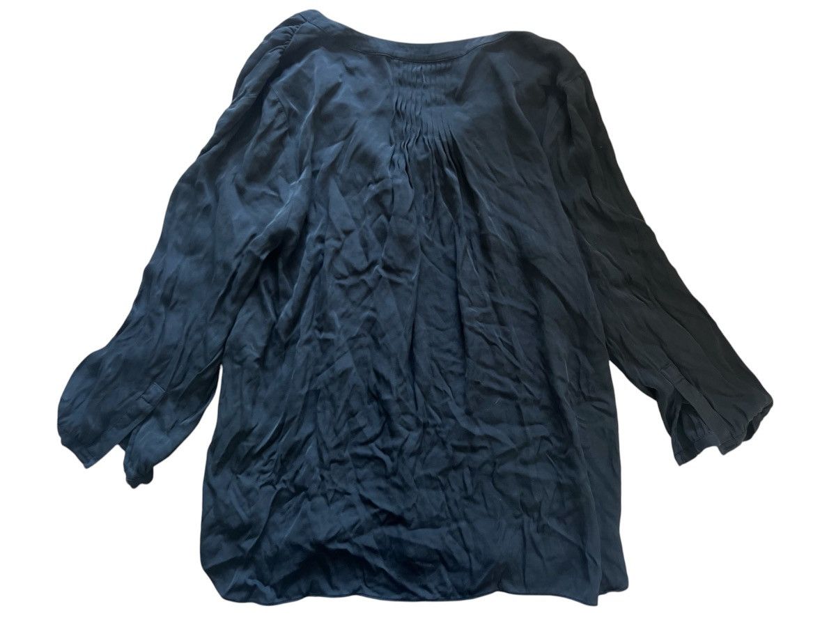 Quince Quince Black Mandarin Collar Relaxed Silk Blouse | Medium Size M / US 6-8 / IT 42-44 - 2 Thumbnail