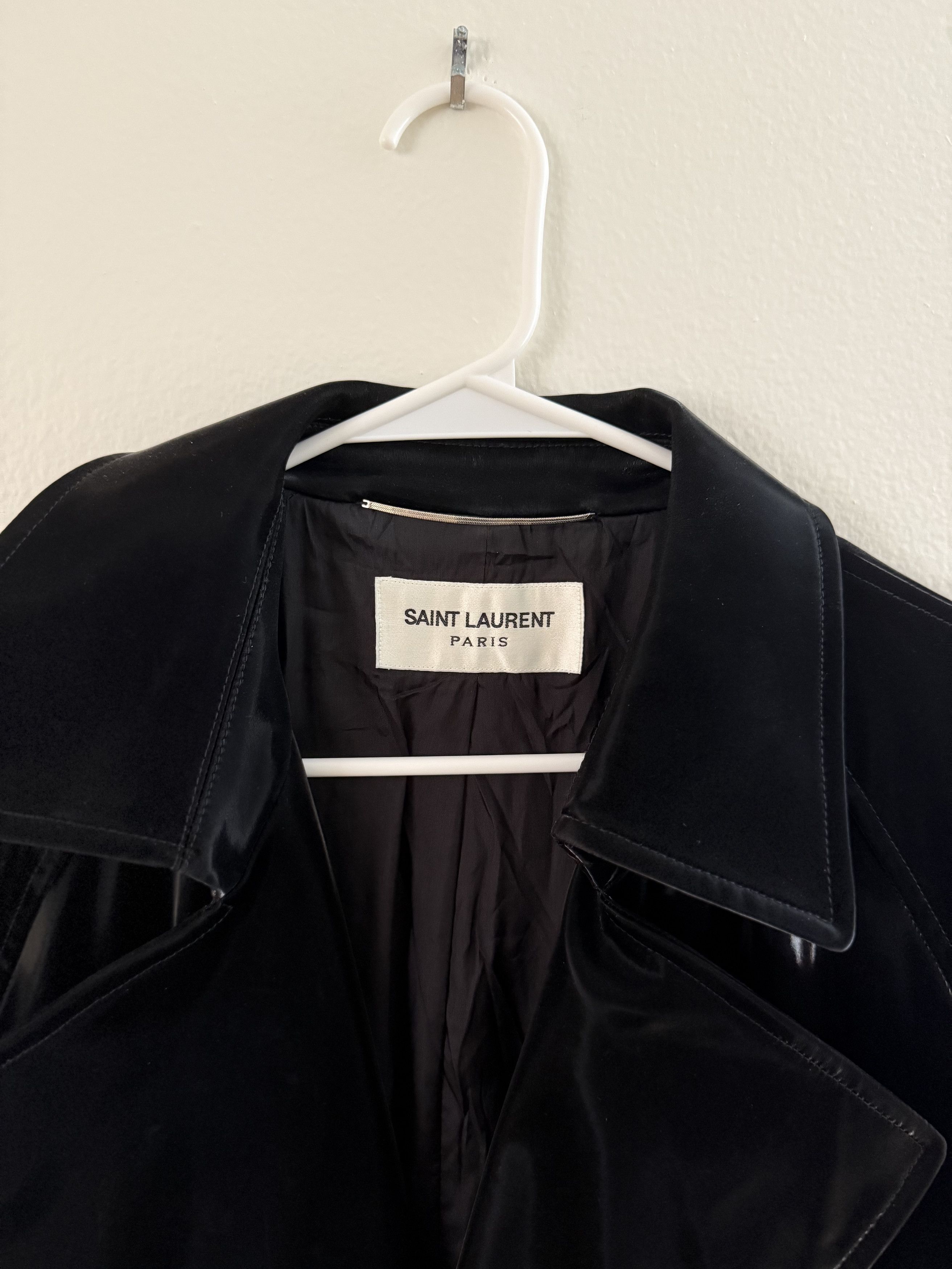 Saint Laurent Paris Lacquered Effect Trench Coat Size US M / EU 48-50 / 2 - 2 Thumbnail