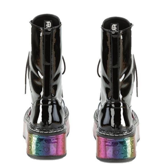 Other Size 7 New Emily 350 2" Rainbow Platform Mid Calf Black Goth Size US 7 / IT 37 - 4 Thumbnail