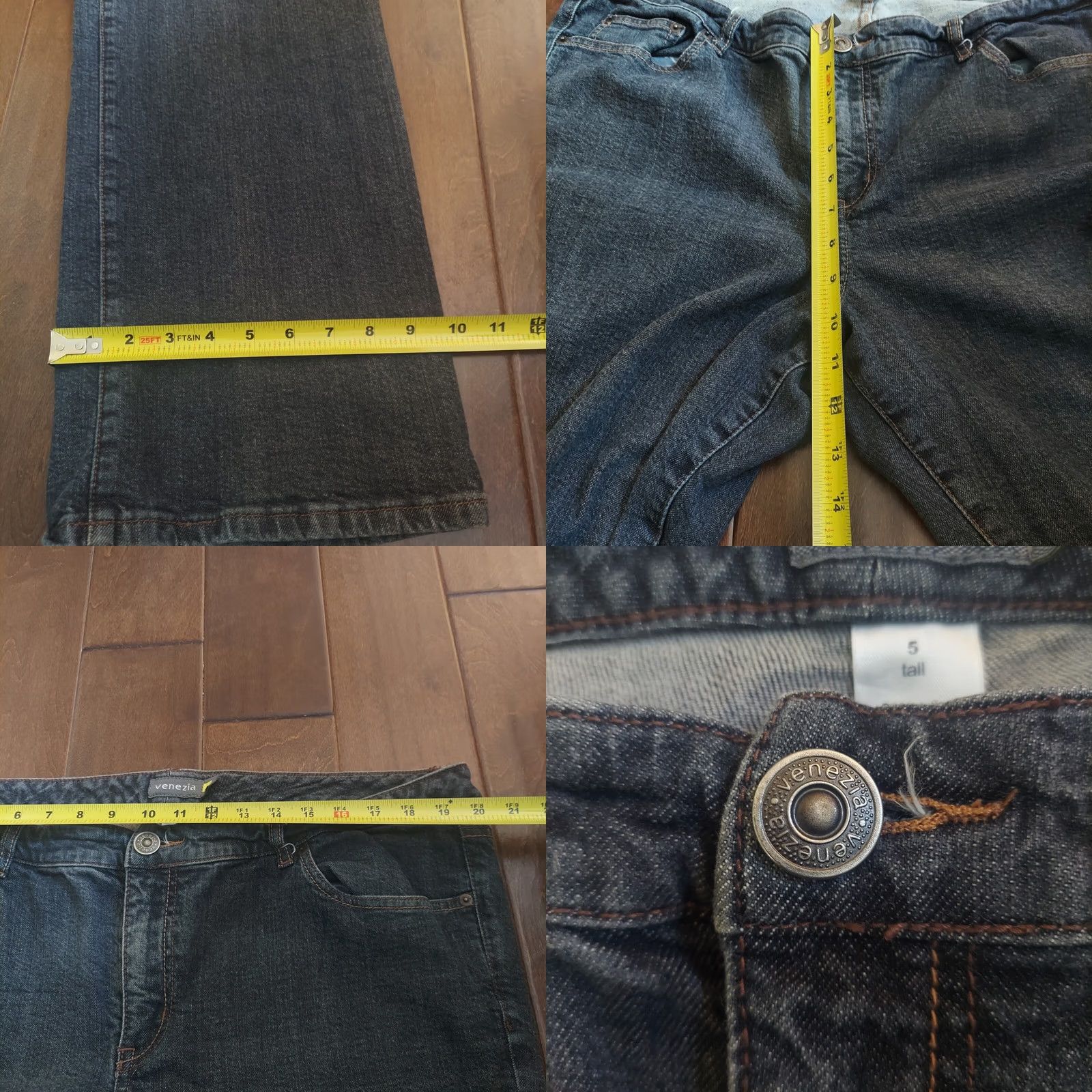 Denime Venezia Jeans Bootcut Denim Blue Stretch Womens Size 5 Tall High Rise Buttons Zipper Hipster Winter Spring Summer Fall Fashion B492 Size 27" / US 4 / IT 40 - 9 Thumbnail