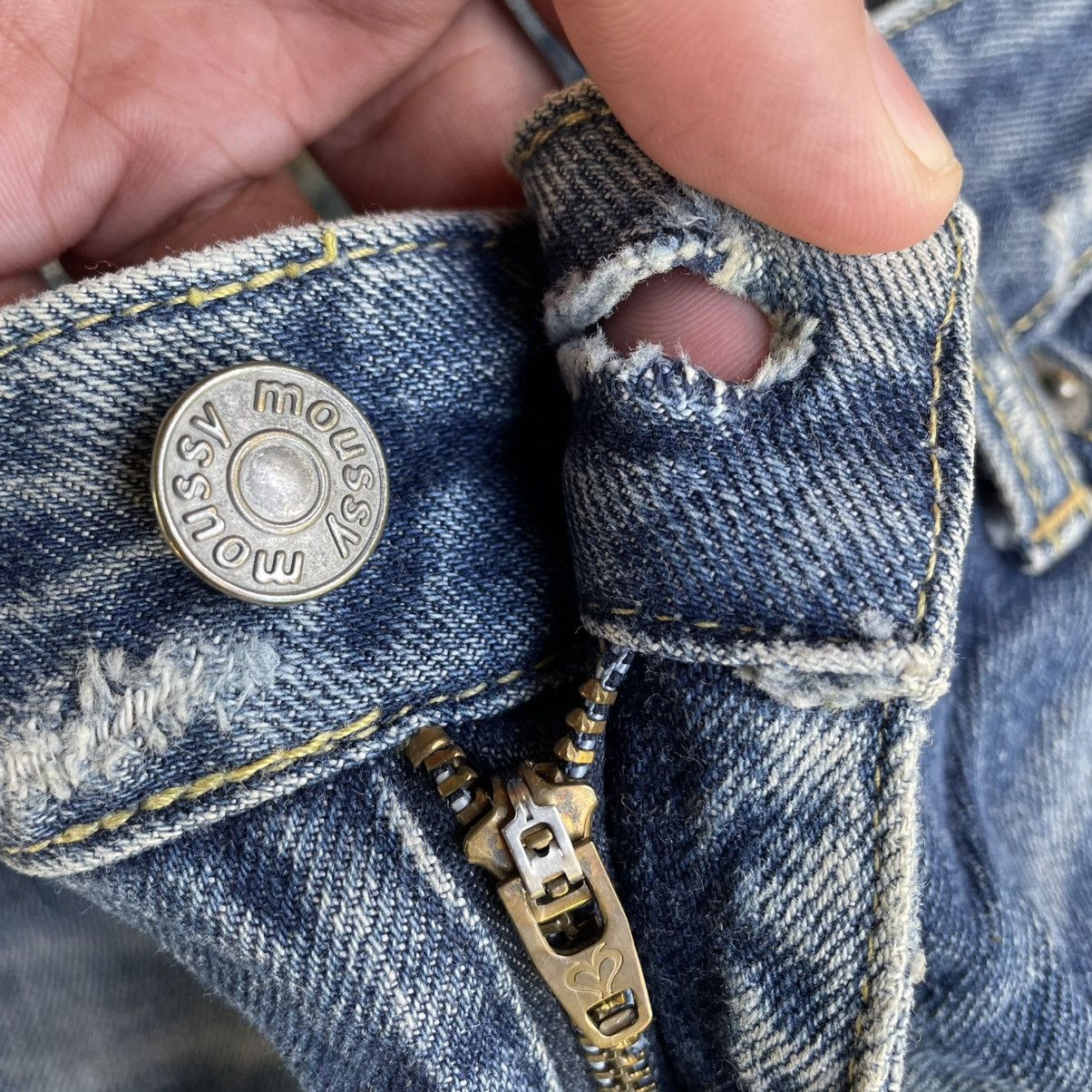 MOUSSY 🔥Vintage Moussy Stoned Washed Ripped Distress Flare Jeans Size 31" - 12 Thumbnail