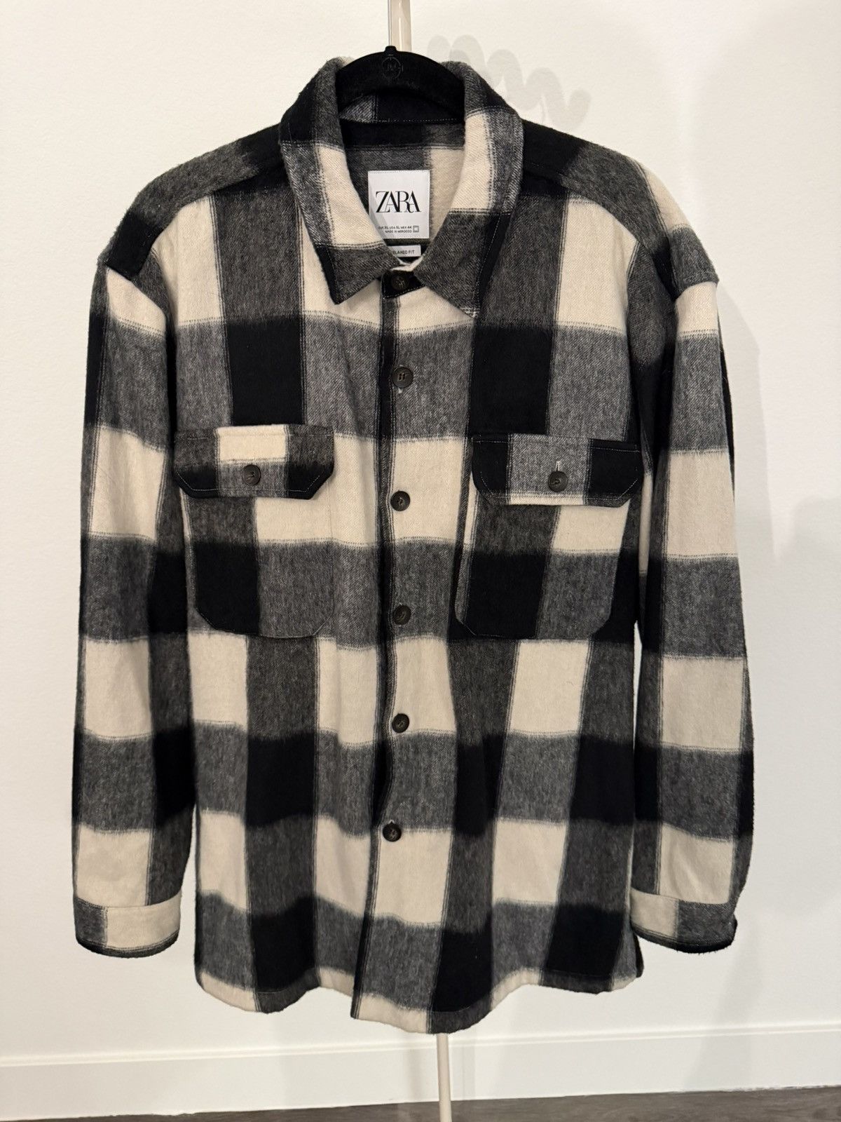Zara Zara Black and White Plaid Overshirt Size US XL / EU 56 / 4 - 1 Thumbnail