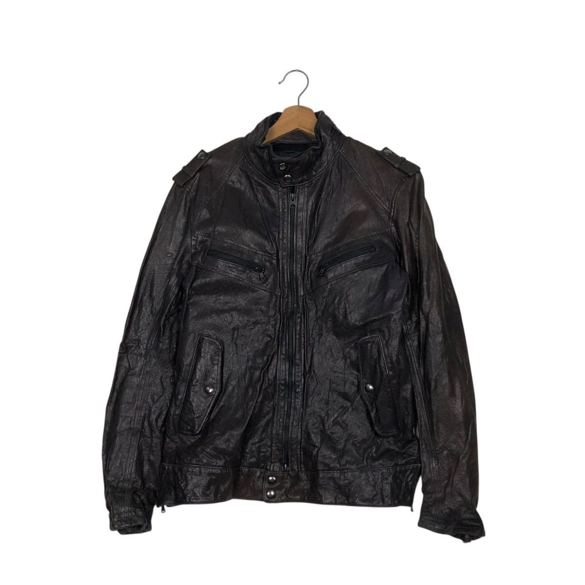 Vintage 🔥VINTAGE LEATHER JACKET NATIONALITY+ NAME GROSBEC CAFE RACER Size US M / EU 48-50 / 2 - 3 Thumbnail