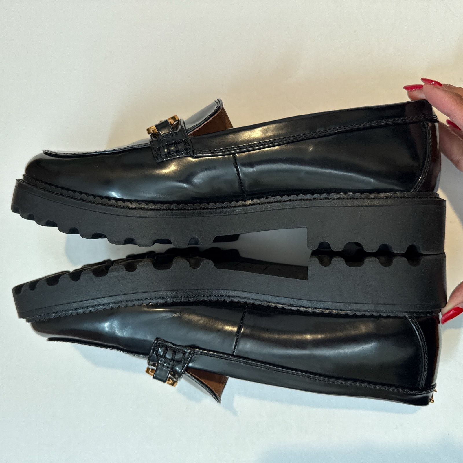 Sam Edelman Circus NY by Sam Edelman Deana Lug Sole Loafers Black Patent Size US 10 / IT 40 - 8 Thumbnail