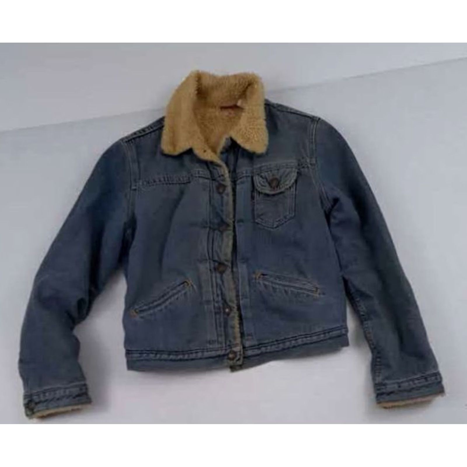 Vintage VINTAGE Levi’s Woman-Junior Medium Sherpa Lined Blue Jeans Jacket Shirt Jacket Women Juniors Bomber Western Outdoor Wear 80s Size 32" / US 10 / IT 46 - 4 Thumbnail