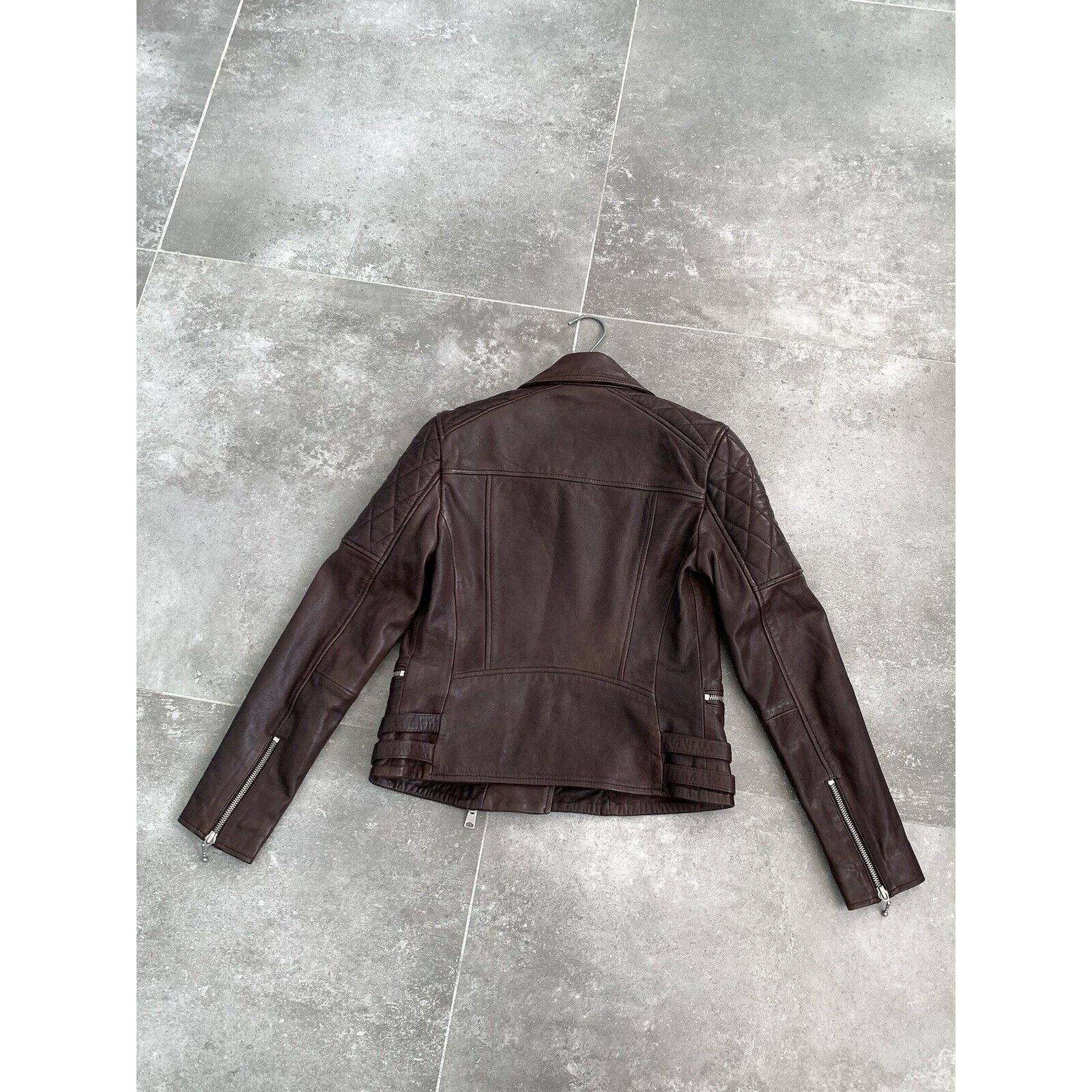 Allsaints Women ALL SAINTS Armstead Leather Biker Jacket XXS UK 4 US 0 Size XXS / US 00 / IT 34 - 22 Thumbnail