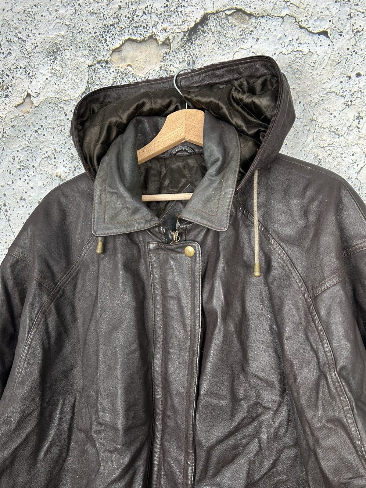 Genuine Leather Vintage Leather Jacket Parka Heavy Coat Avant Garde 90s Size US XL / EU 56 / 4 - 3 Thumbnail