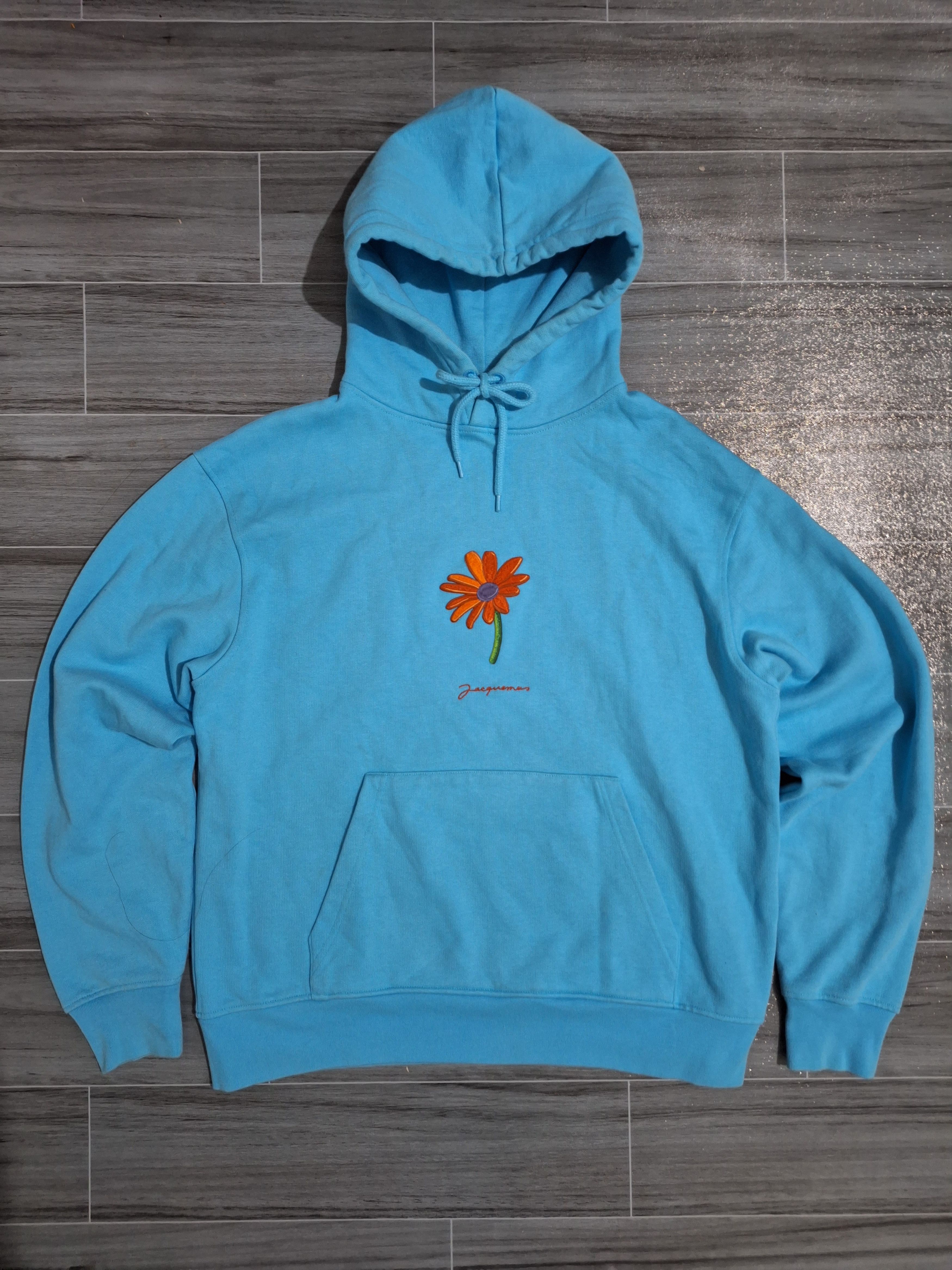 image of Jacquemus - Flower Print Hoodie in Light Blue, Men's (Size Small)