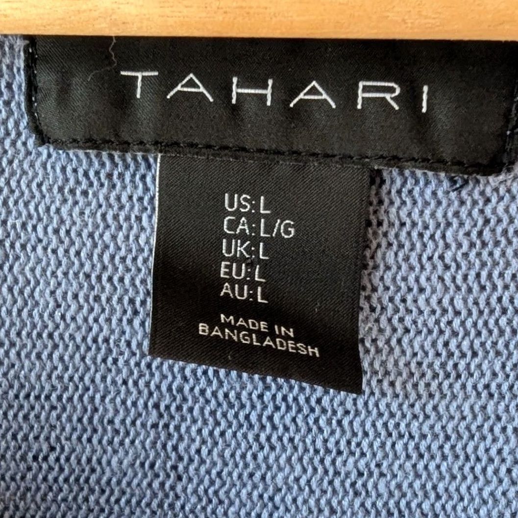 Vintage Tahari KnIT V-Neck Dolman Sleeve Sweater Top Blue L Linen Blend Knit Pullover Womens Size L Short Sleeves? Size L / US 10 / IT 46 - 6 Thumbnail