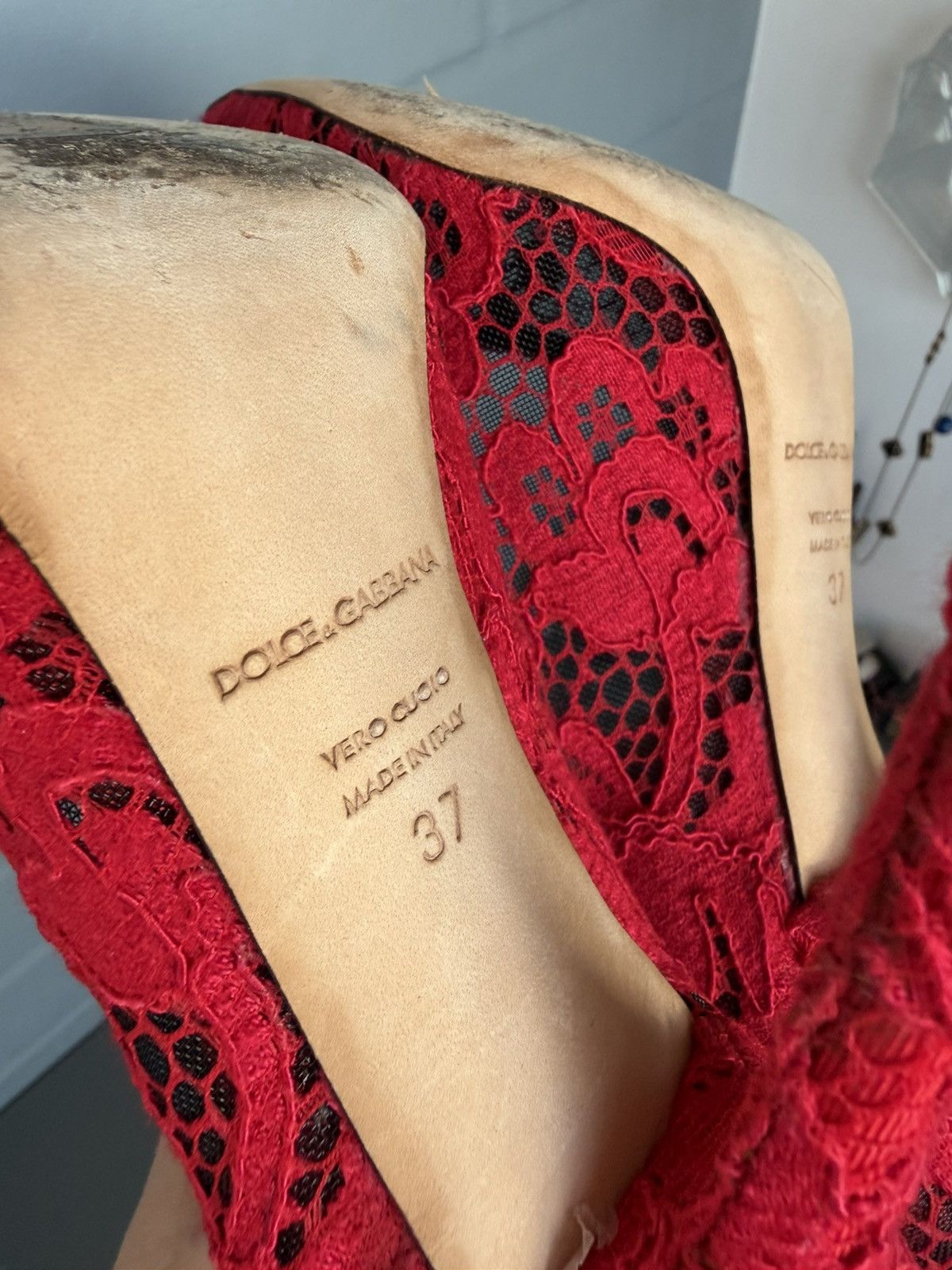 Dolce & Gabbana Lace high-heeled shoes Red Size 37 Size US 7 / IT 37 - 15 Thumbnail