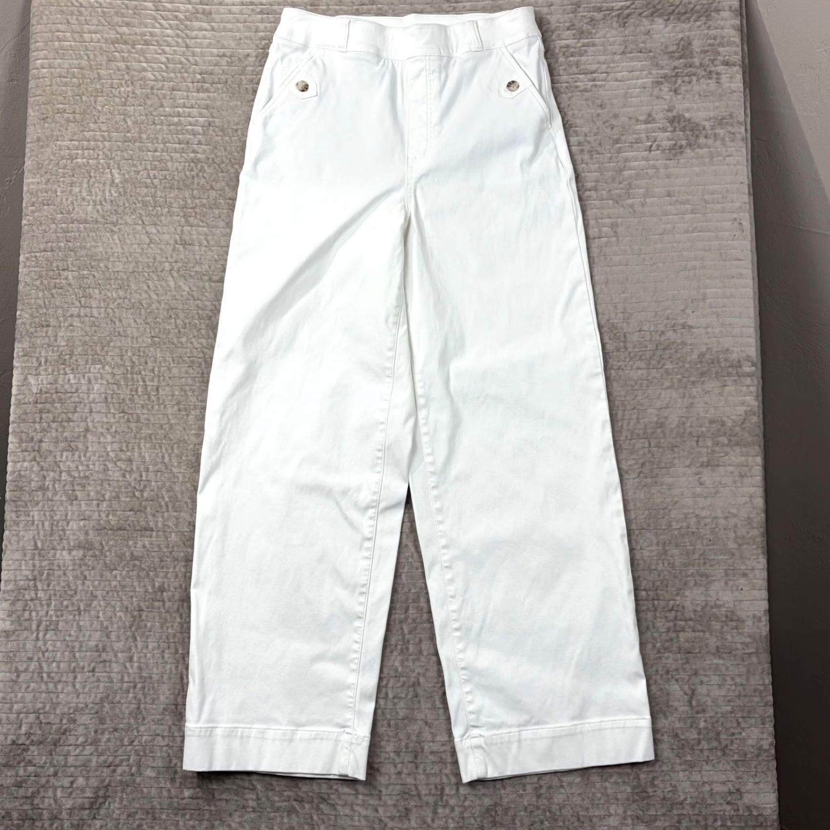 Spanx Spanx Stretch Twill Wide Leg Crop Pants White Pull On Womens Medium 20312T Size 32" / US 10 / IT 46 - 2 Thumbnail