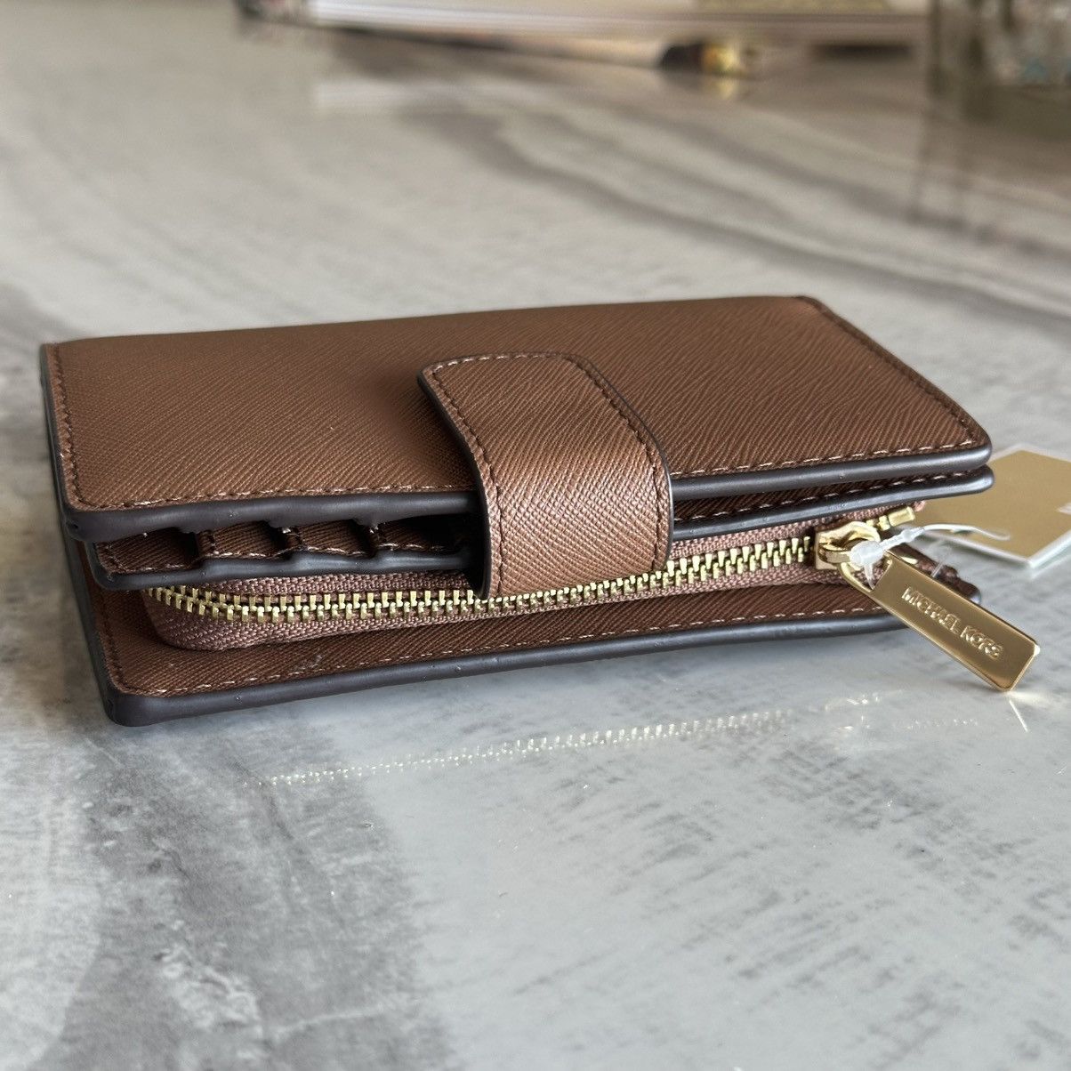 Michael Kors Michael Kors Medium Crossgrain Brown Leather Wallet Size ONE SIZE - 4 Thumbnail