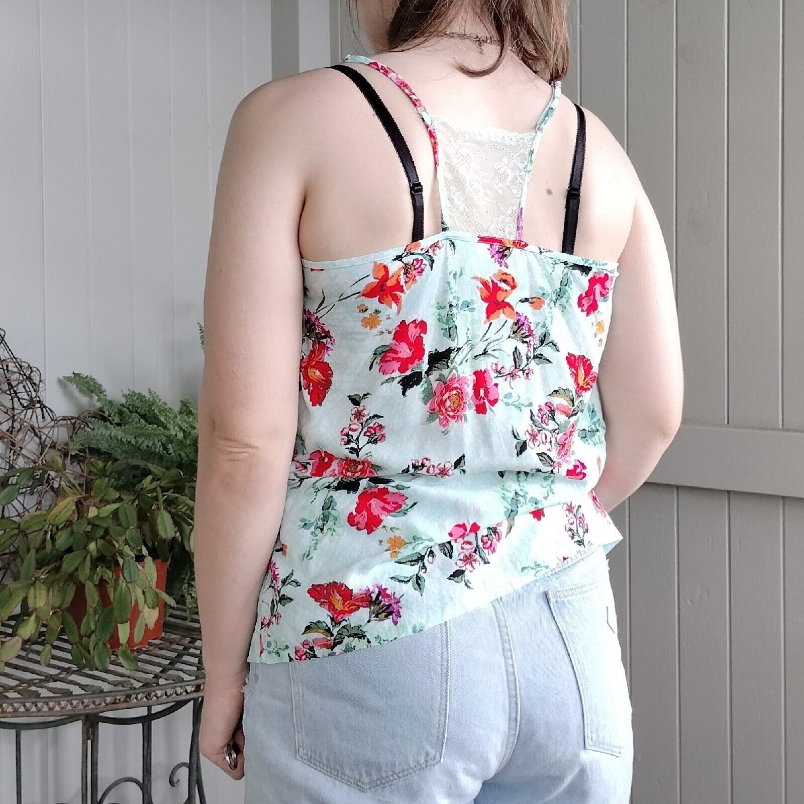 Designer Bras N Things Pyjama Cami Tank Top Mint Green Floral Lace Size M / US 6-8 / IT 42-44 - 6 Thumbnail