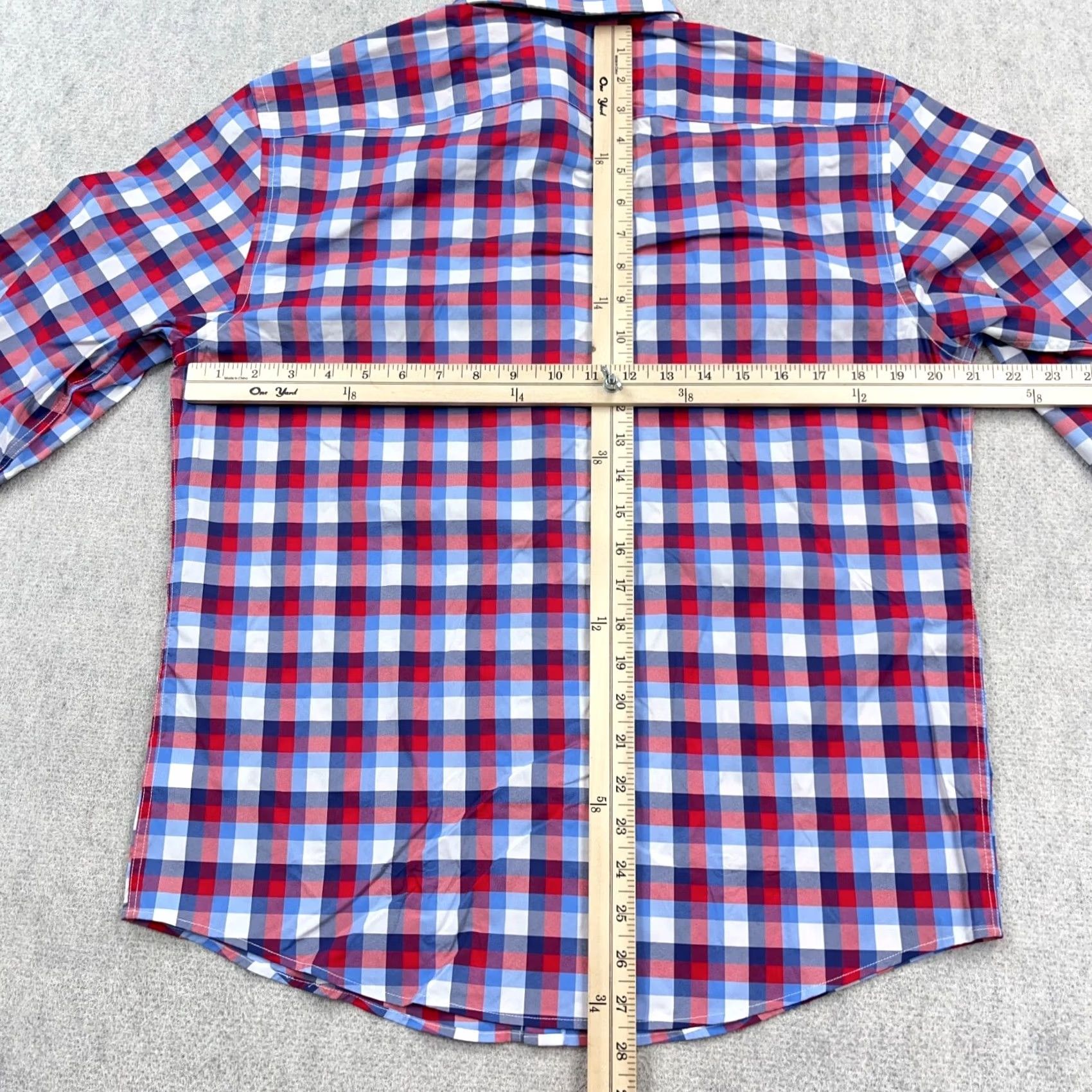UNTUCKit UNTUCKit Shirt Adult Medium Blue Red Plaid Button Up Nylon Performance Dress Size 40R - 5 Thumbnail