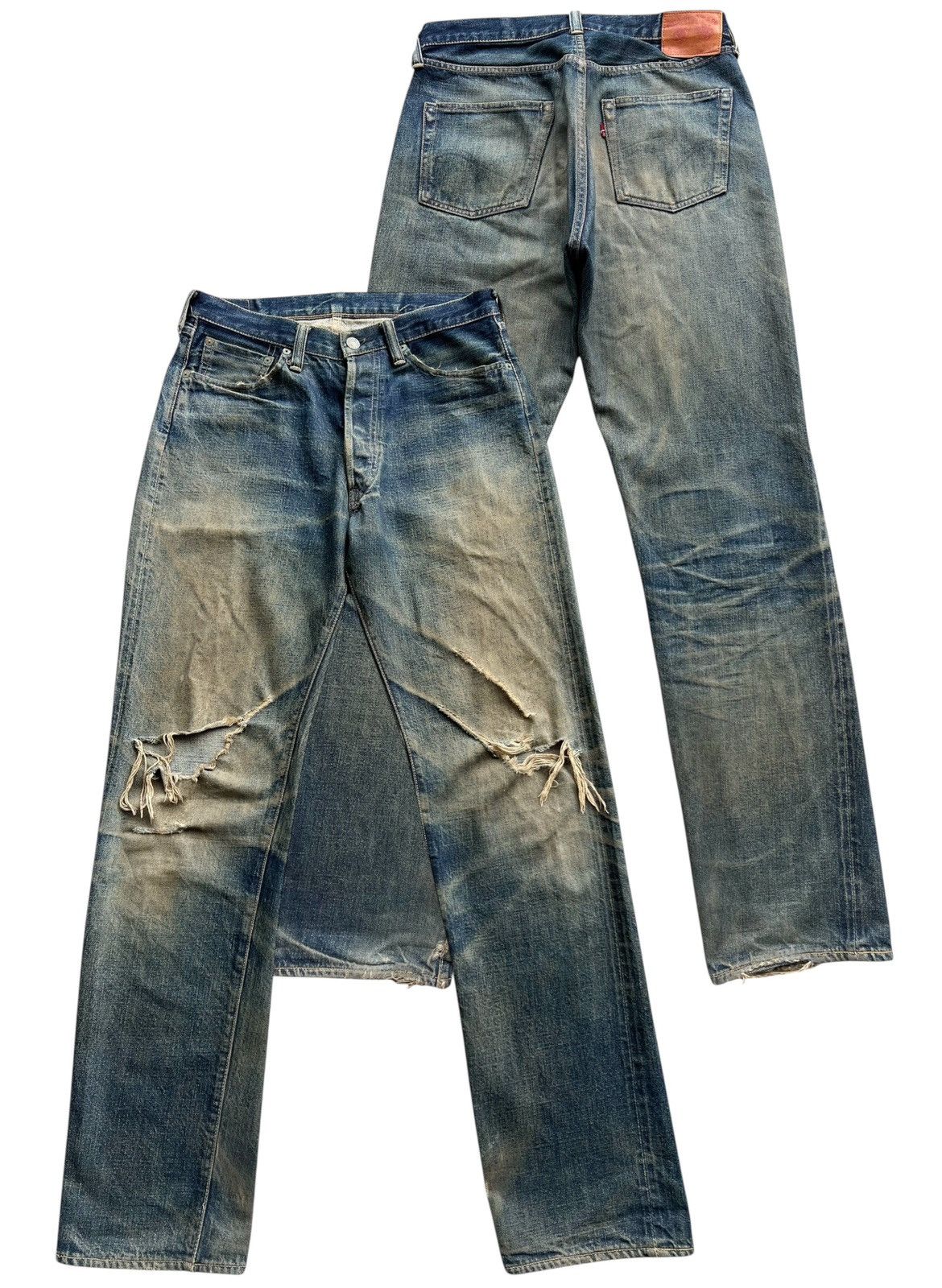 Vtg Full Count Mudwash Selvedge Distressed Denim Jeans 31x32