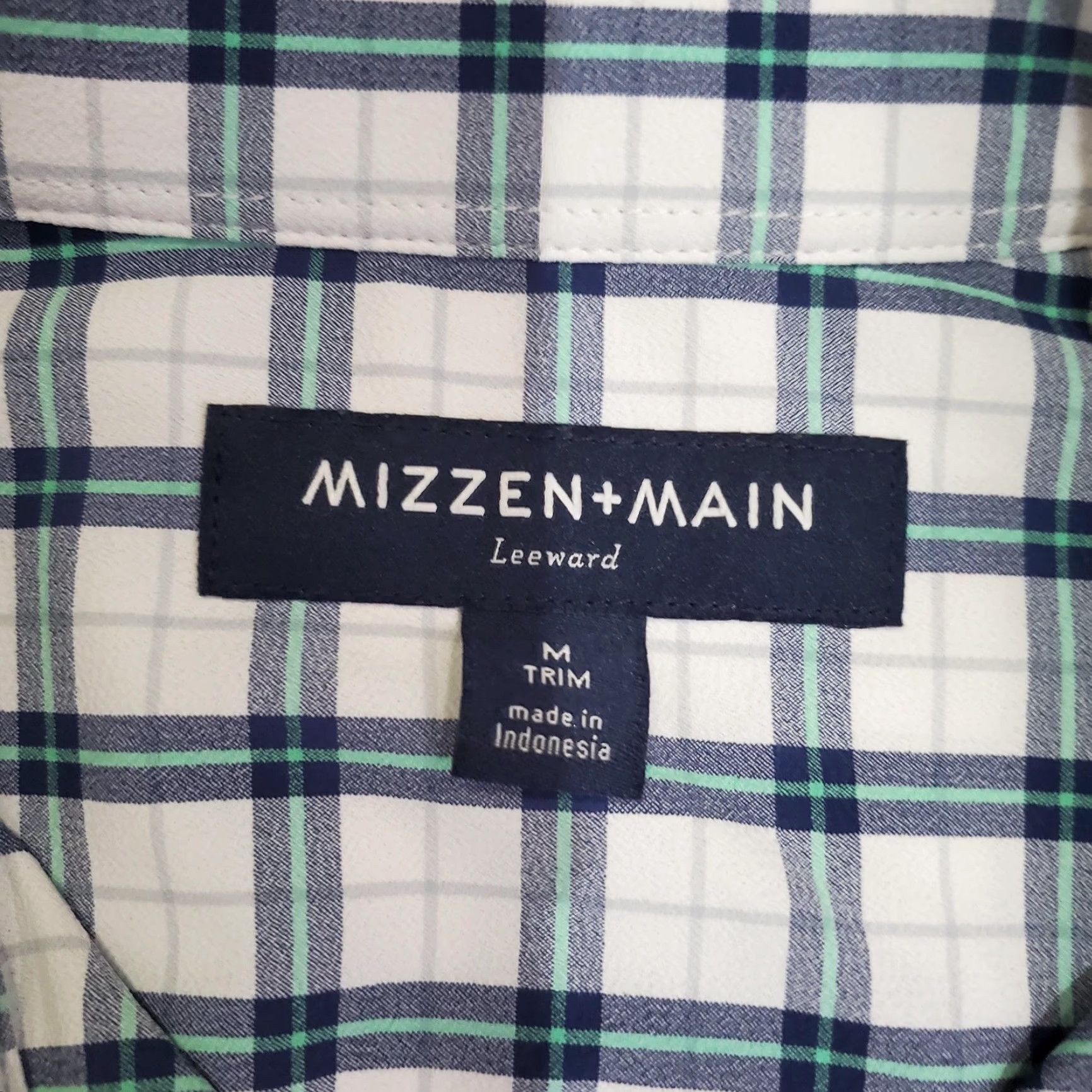 Mizzen+Main Mizzen+Main Leeward Shirt Mens Medium Plaid Dress Shirt Slim Fit 1WS-0564 Blue Green Size 40R - 5 Thumbnail