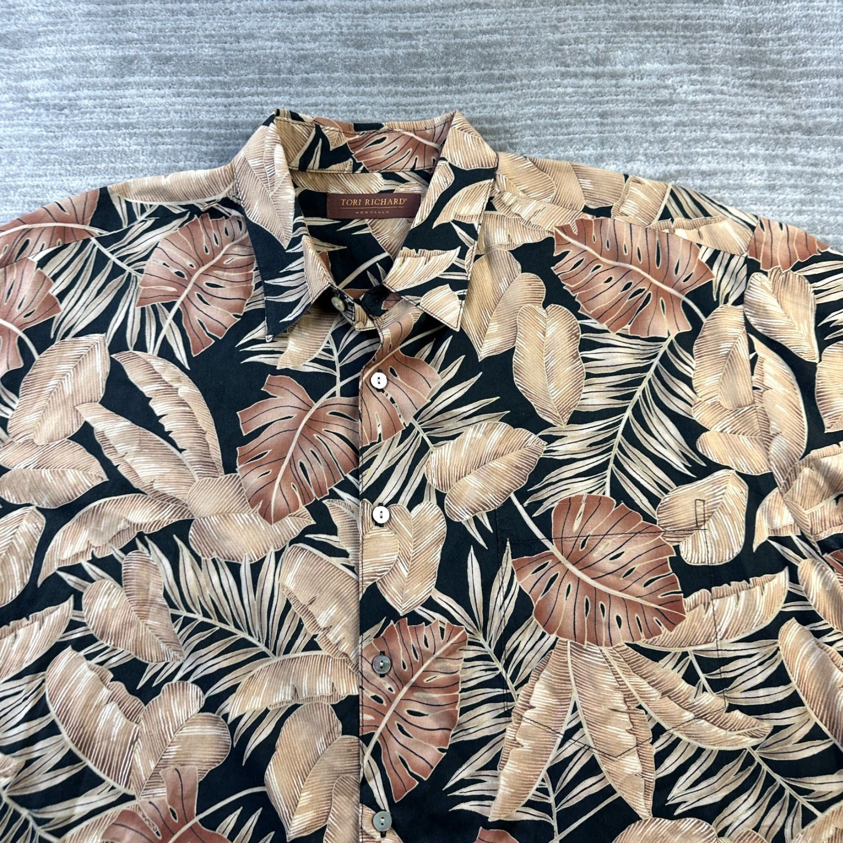 Tori Richard Tori Richard Shirt XL Mens Brown Palm Hawaiian Button Up Size US XL / EU 56 / 4 - 3 Thumbnail