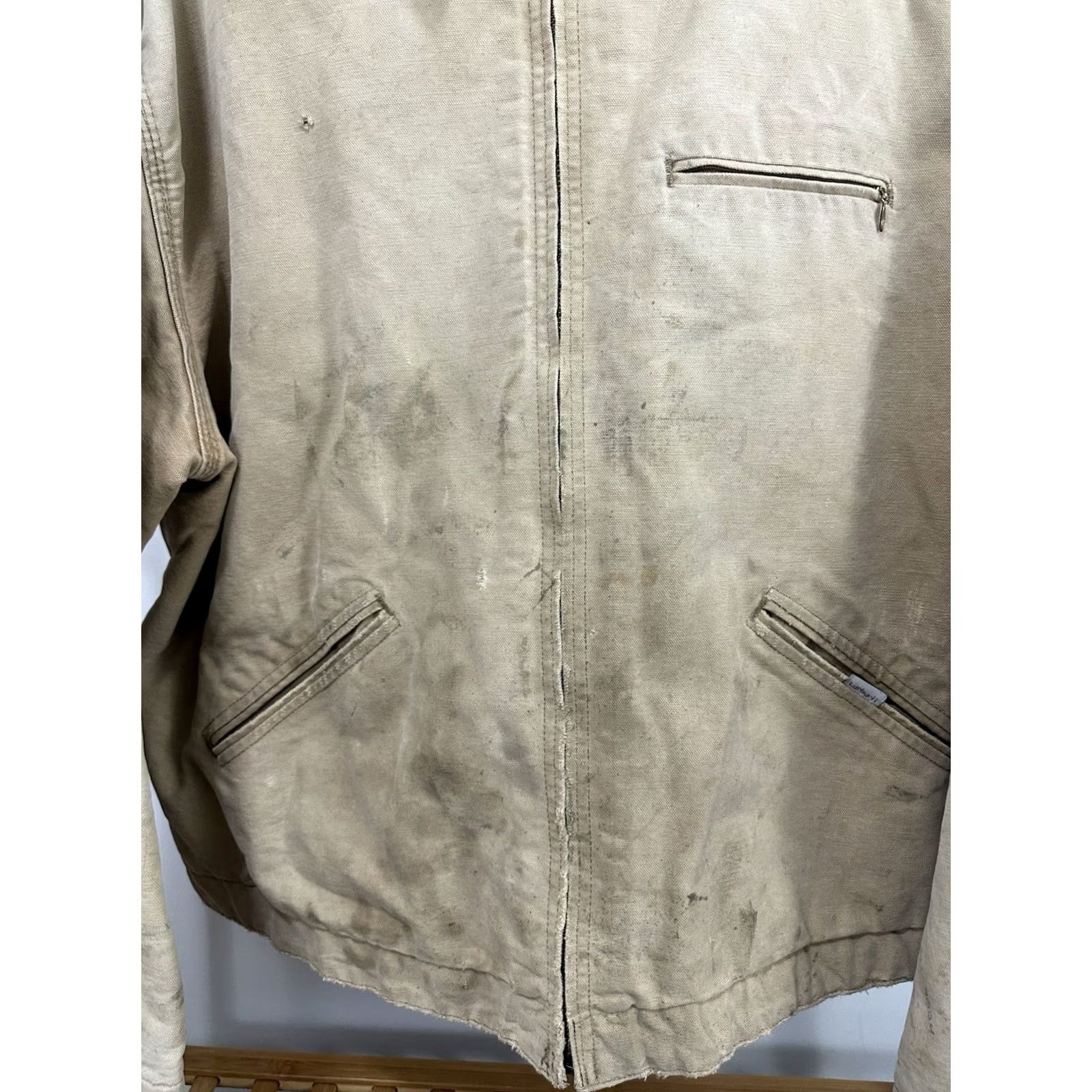 Carhartt VTG Carhartt 6BLJ Detroit Bomber Jacket 2XL Tan Cotton Lining Mens Vintage Worn Distressed Workwear Jacket Size US XXL / EU 58 / 5 - 5 Thumbnail