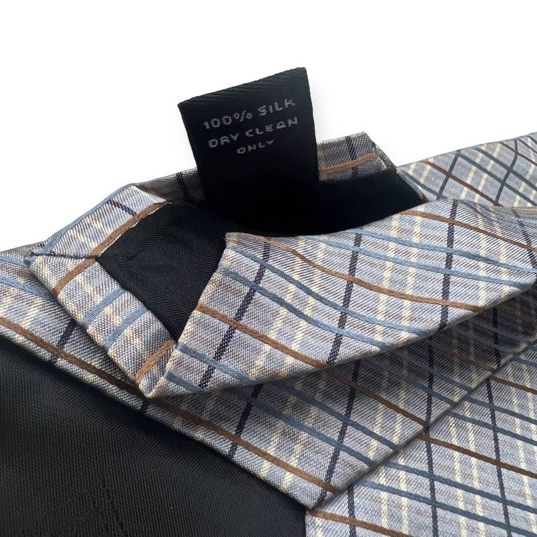 Hickey Freeman Hickey Freeman Collection Slate Blue Brown Plaid Silk Tie Size ONE SIZE - 6 Thumbnail