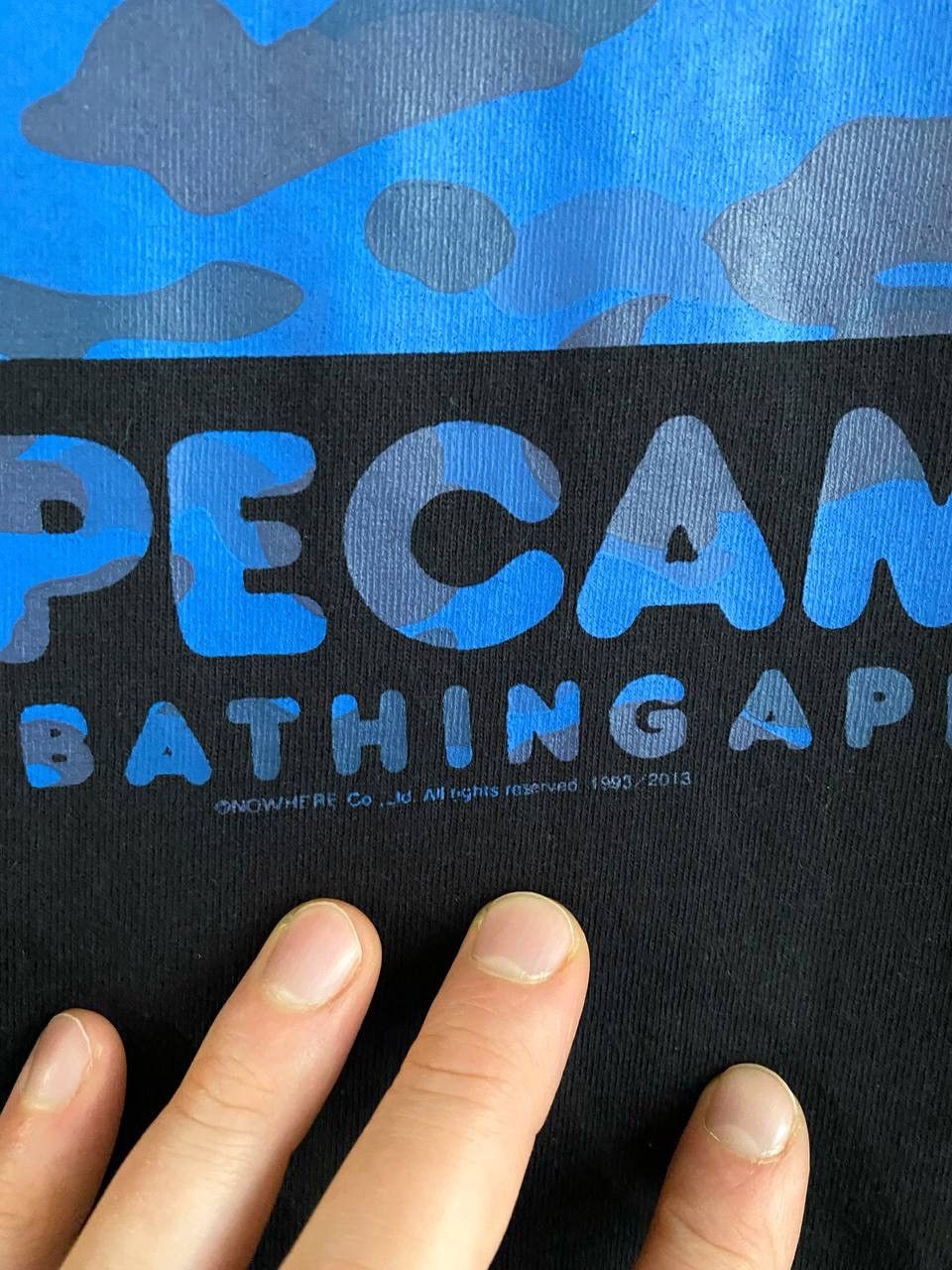 Bape Bape A Bathing Ape Blue Camo Print Black T-Shirt, Size L Size US L / EU 52-54 / 3 - 6 Thumbnail